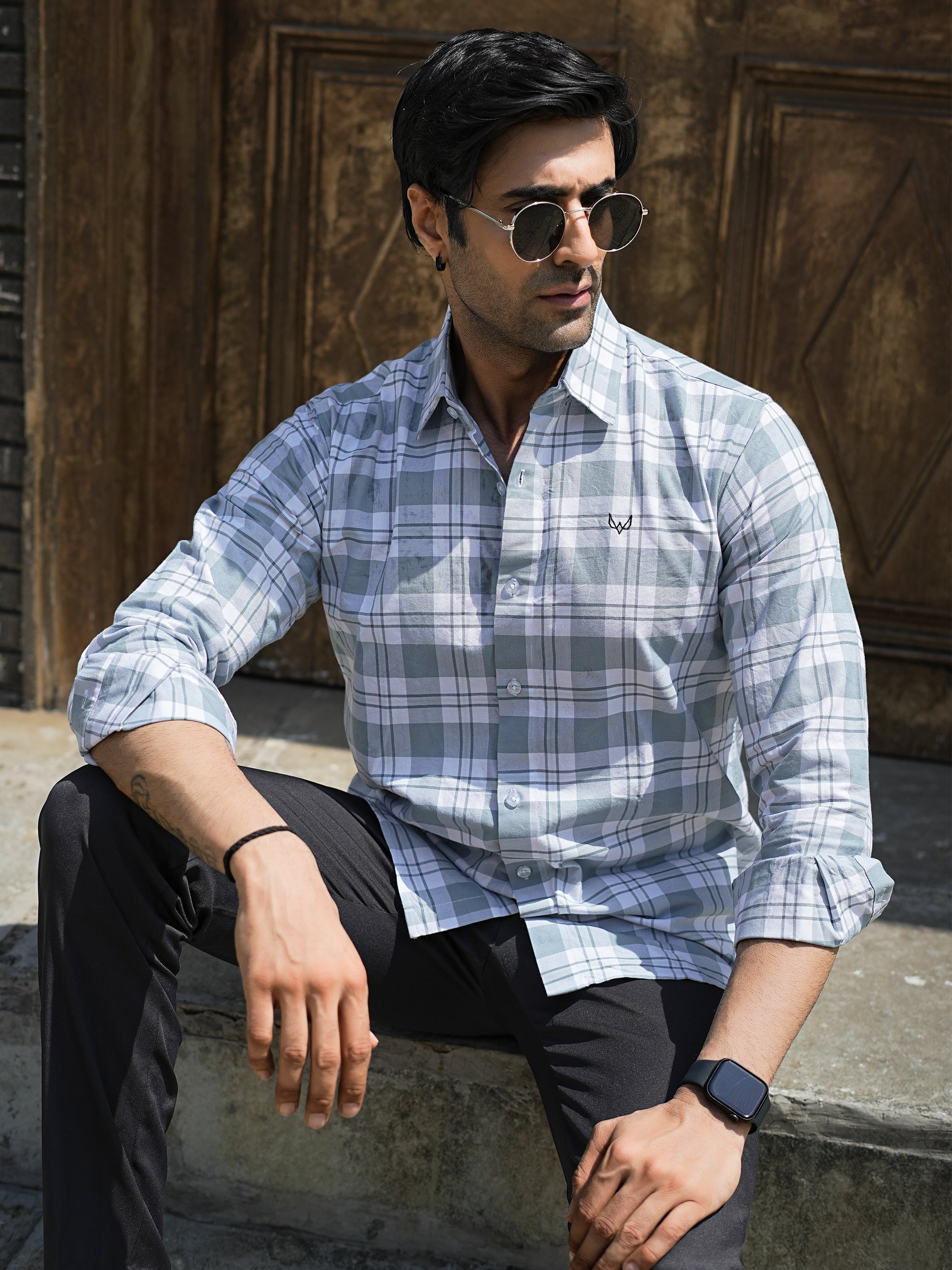 Soft Blue Checks Shirt