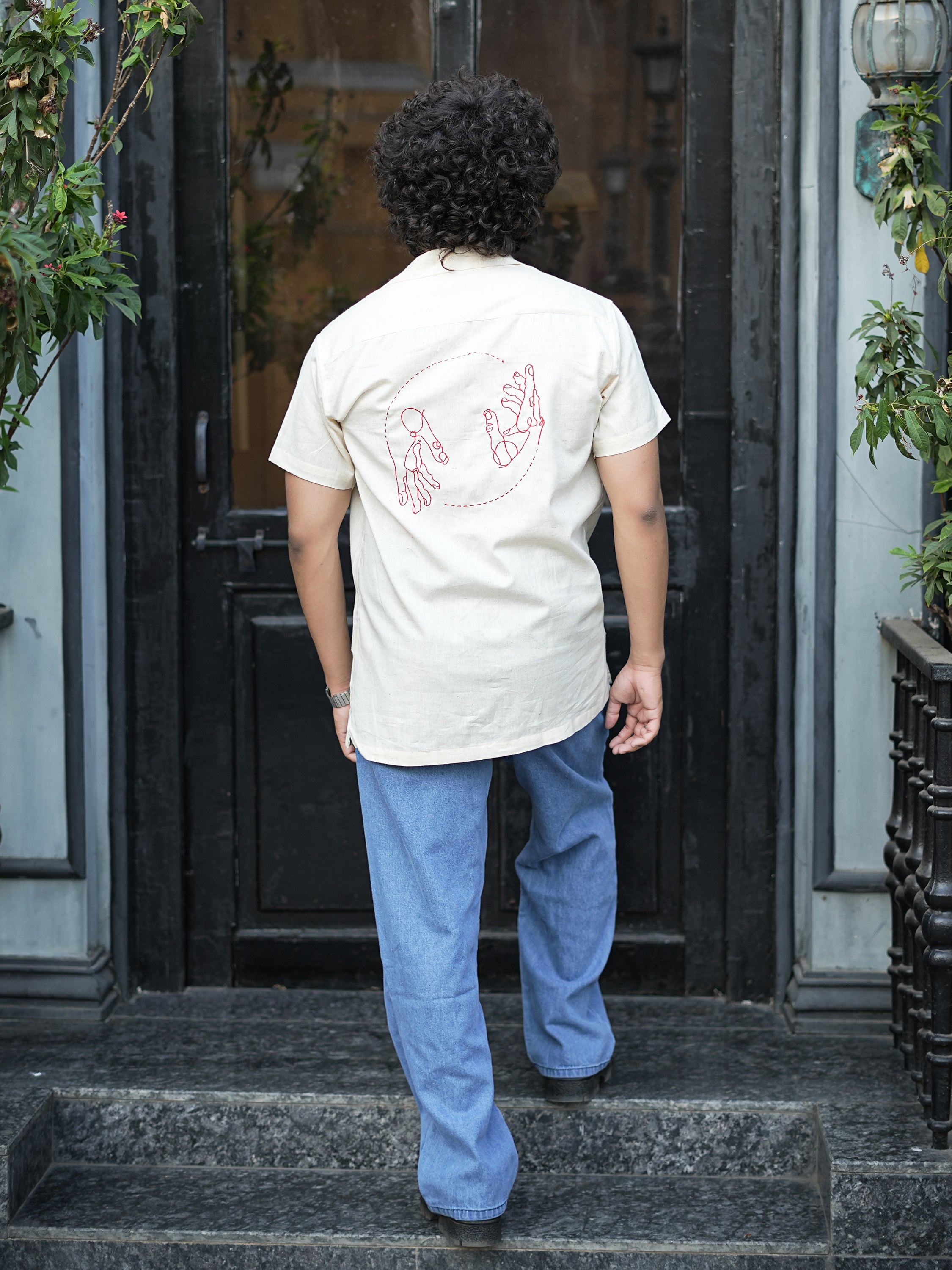Human Connection Embroidery Linen Shirt