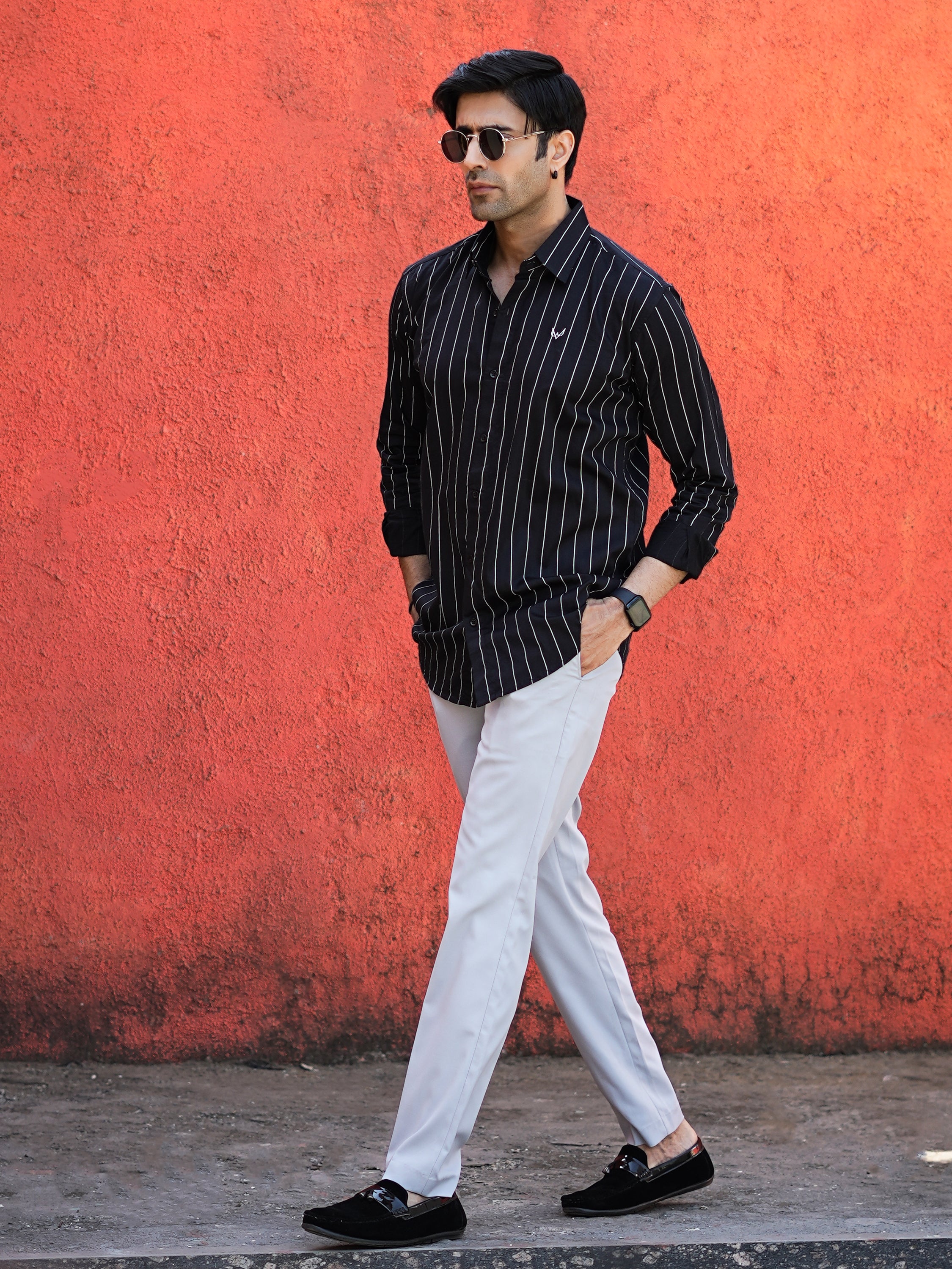Striped Black Casual Shirt