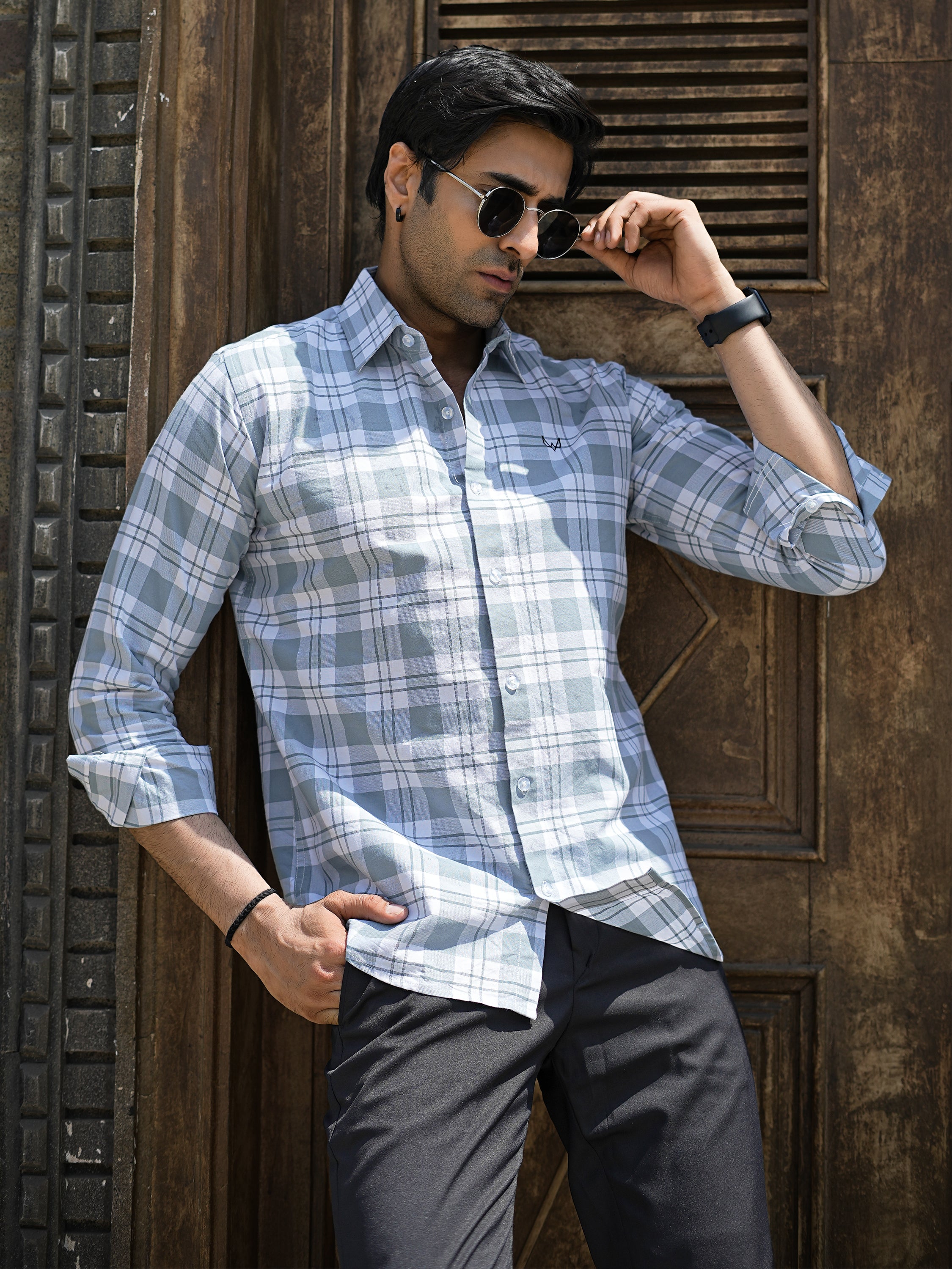 Soft Blue Checks Shirt