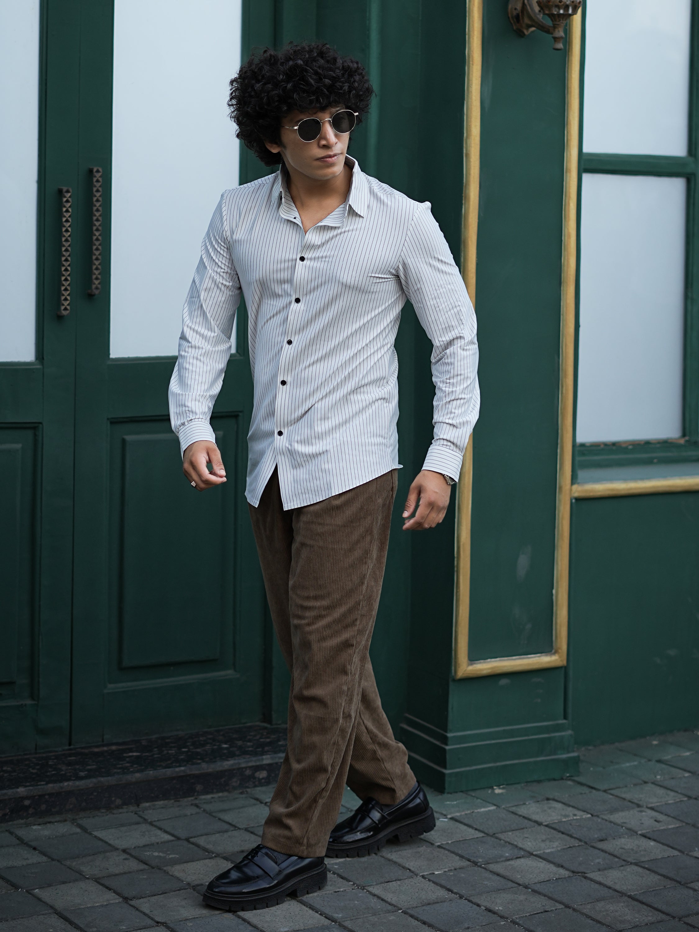 Stitchless White Pinstripe Shirt