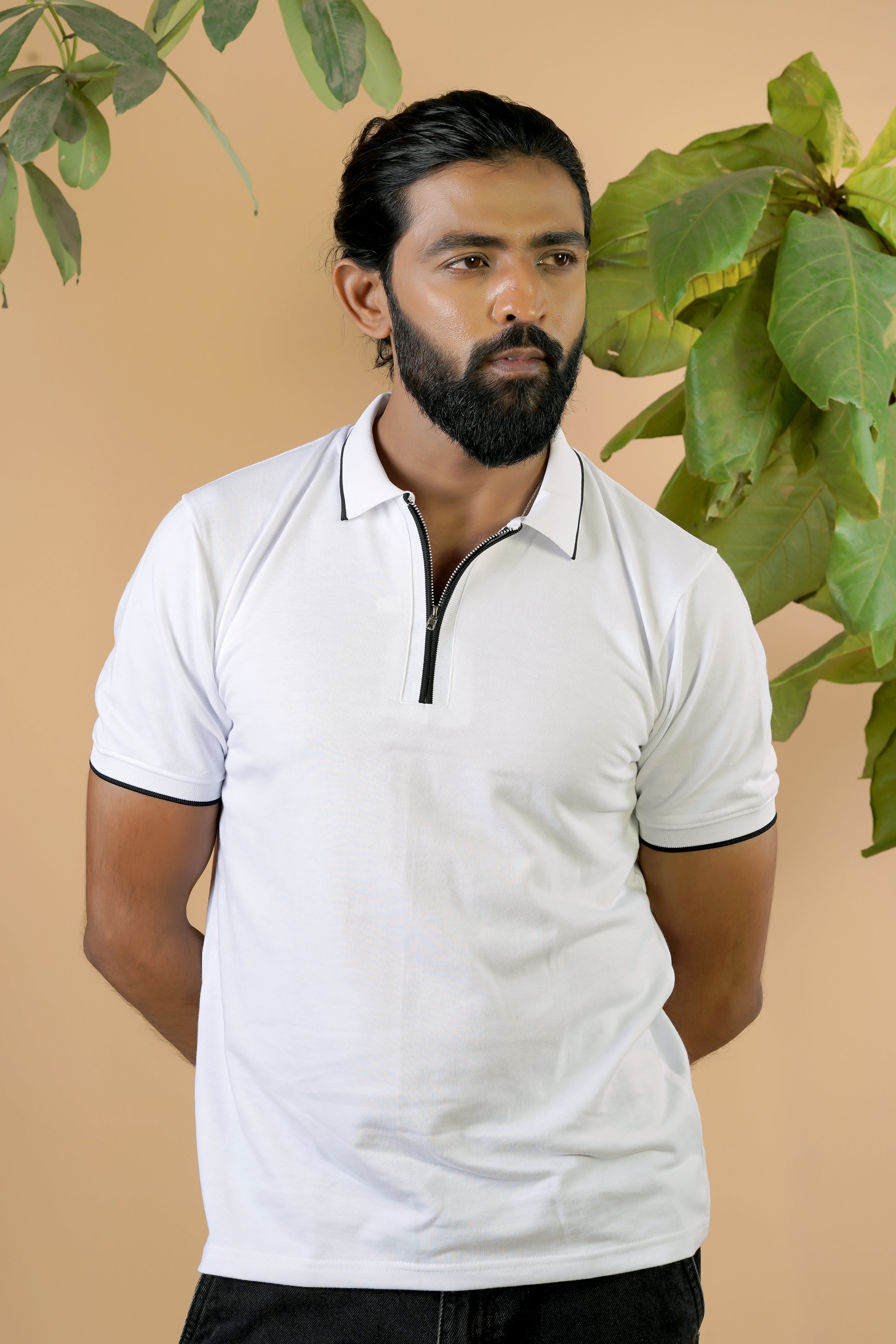 White Zip Polo T-Shirt