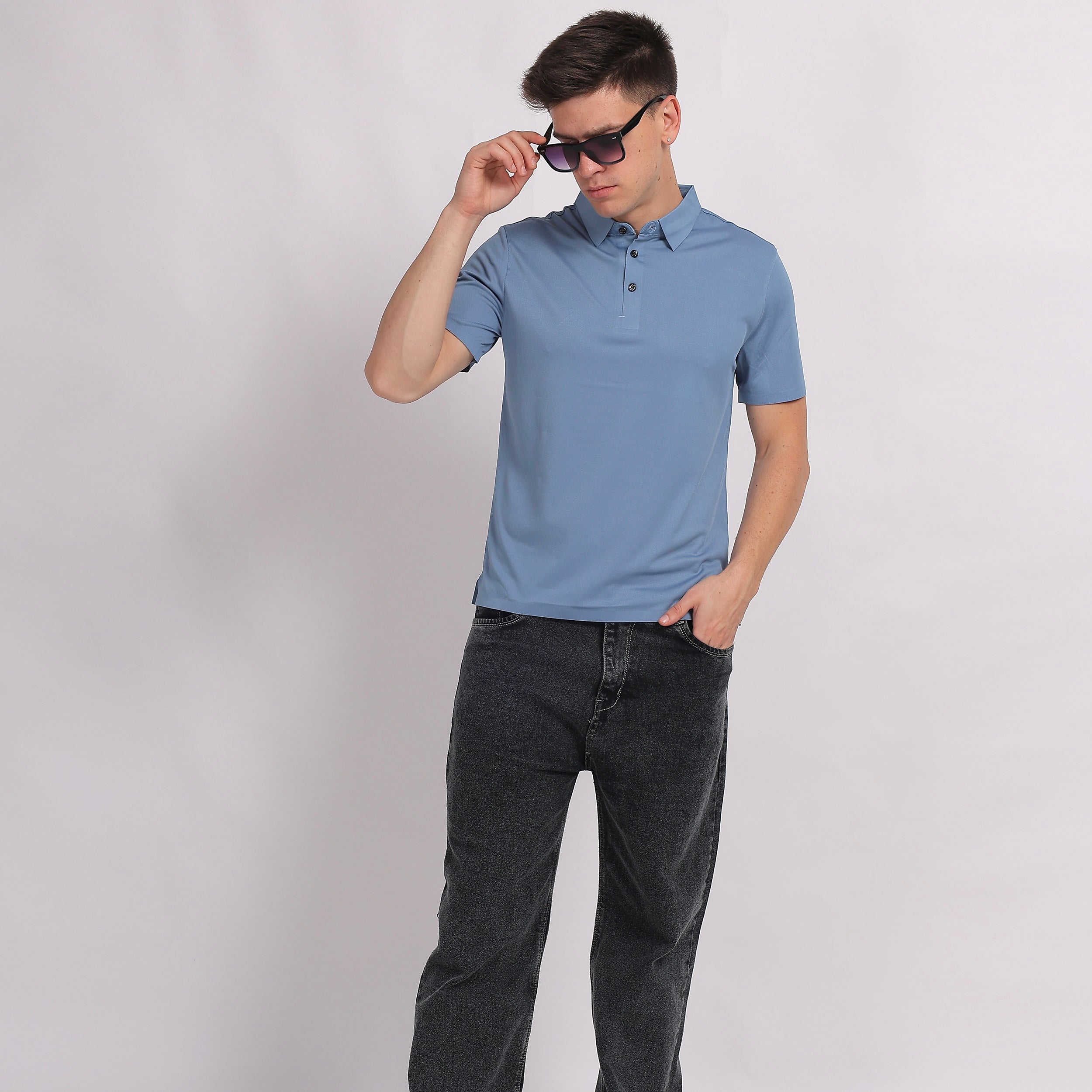 Solid Sky Blue Polo Shirt