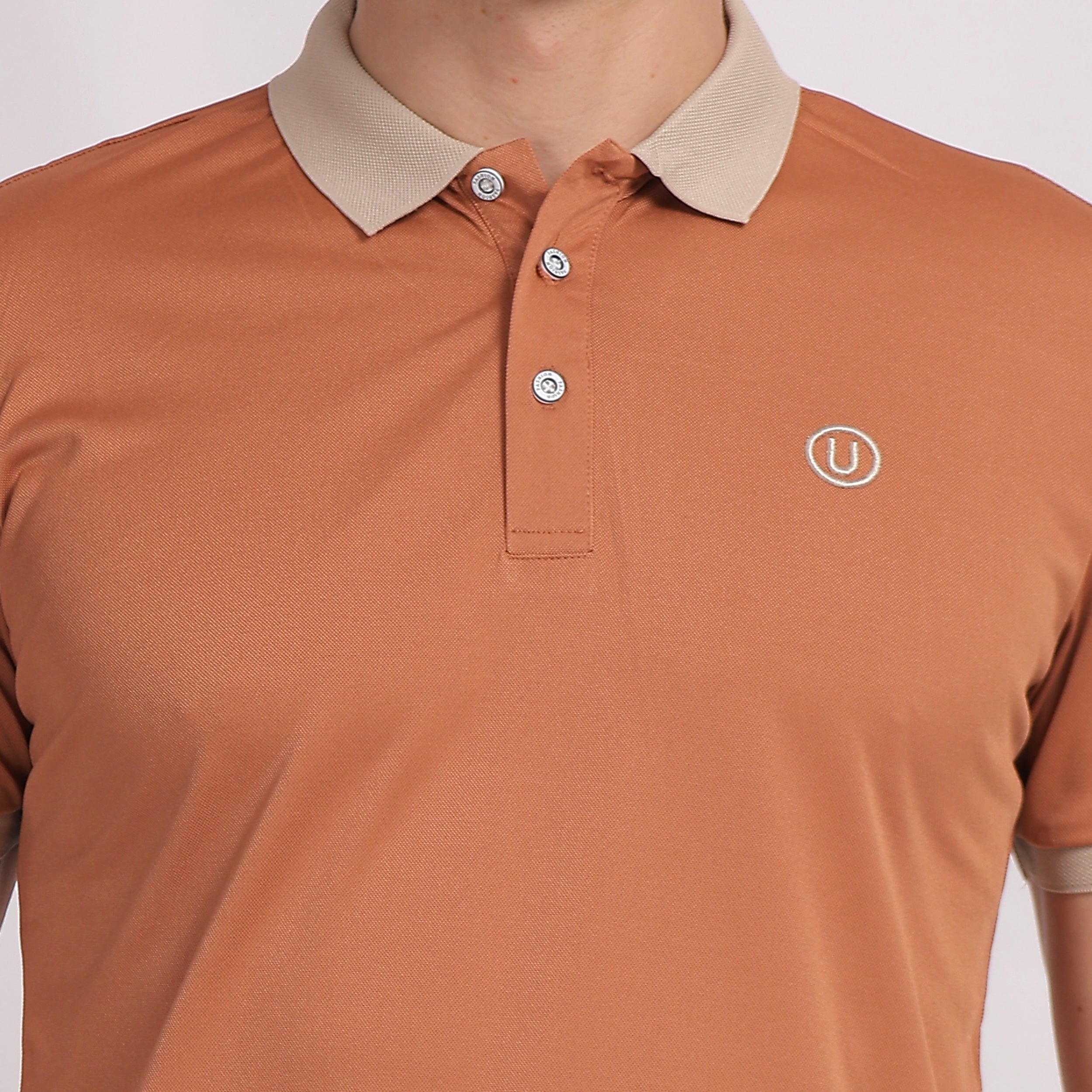 Brown Contrast Collar Polo