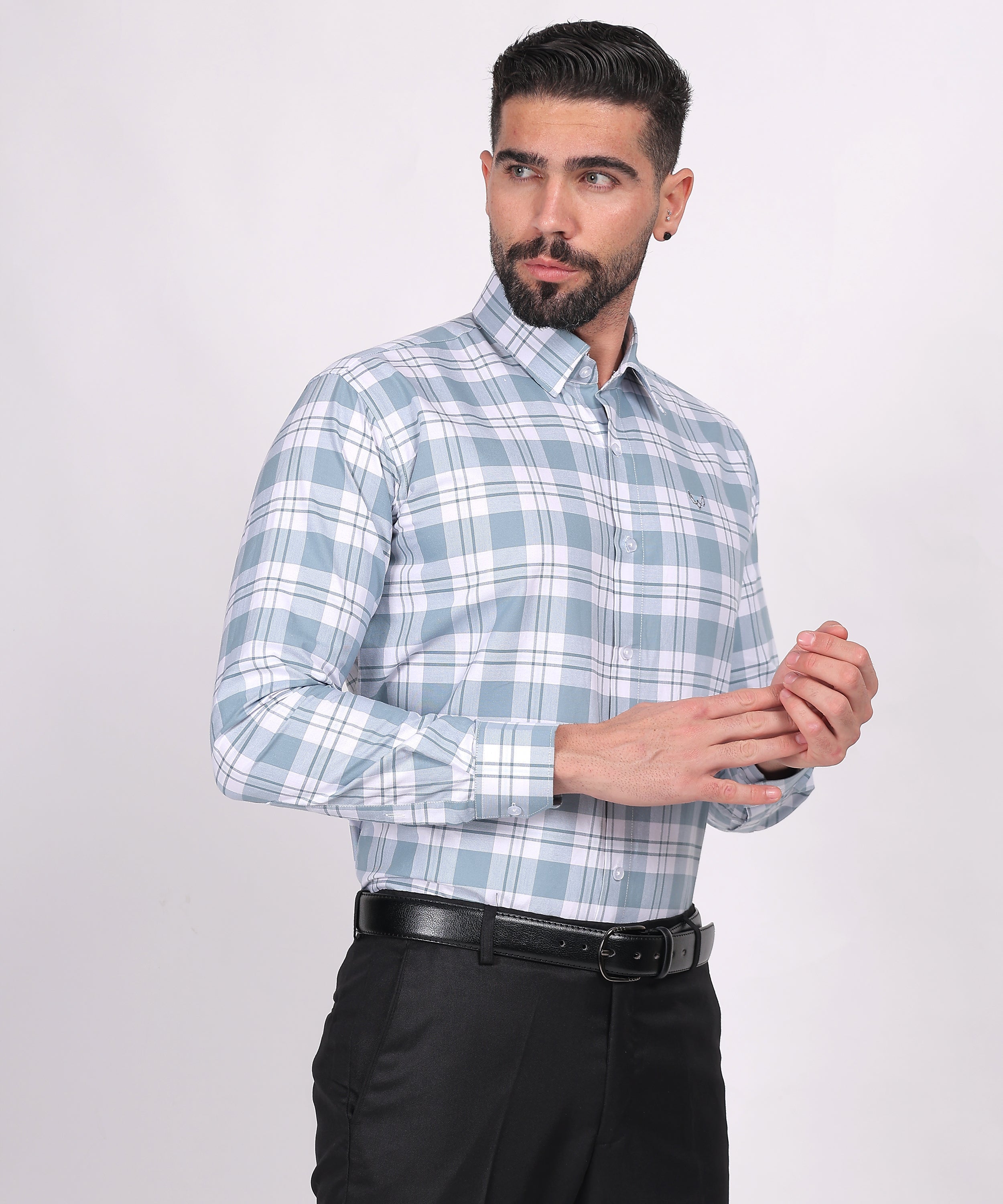 Soft Blue Checks Shirt