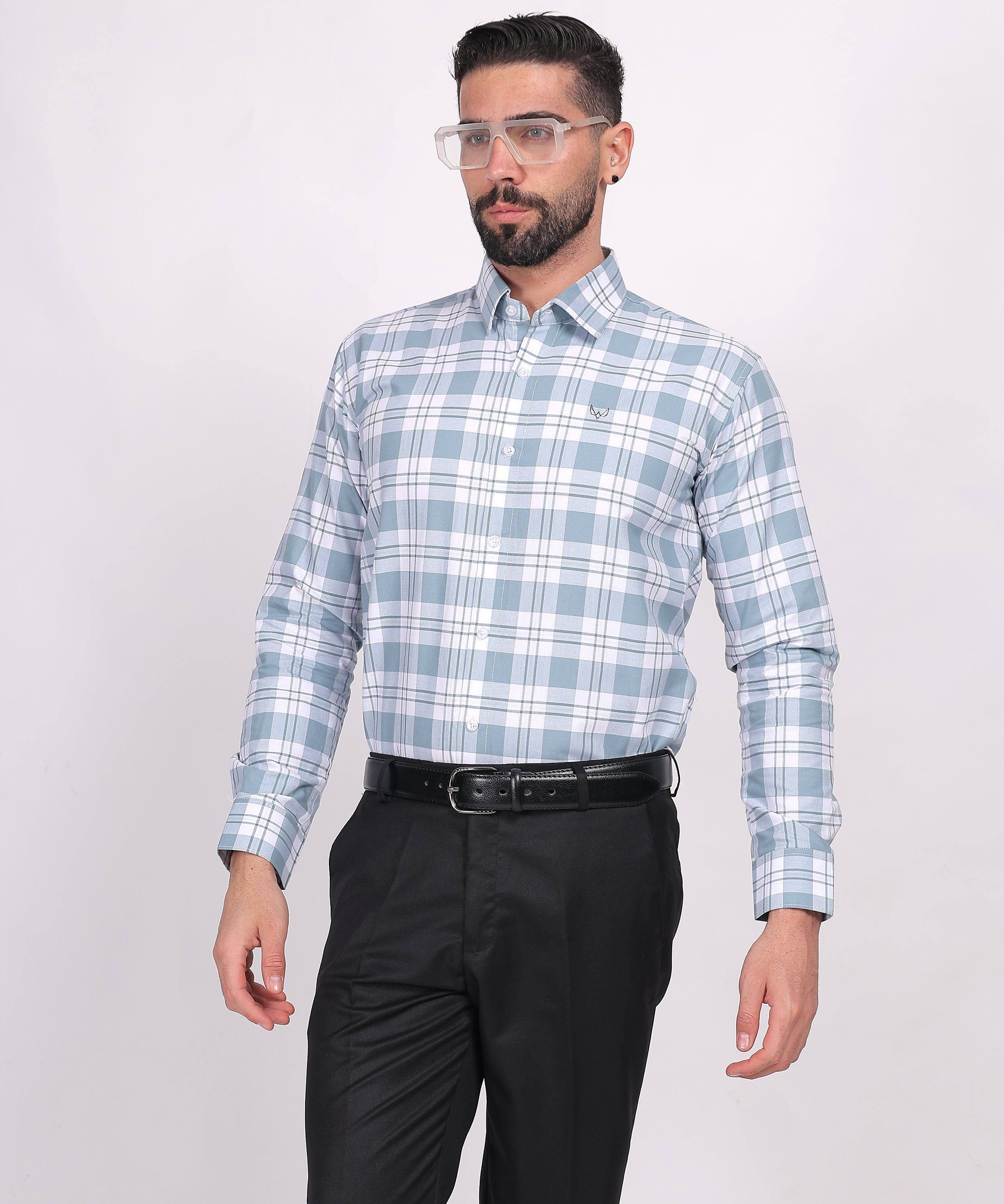 Soft Blue Checks Shirt