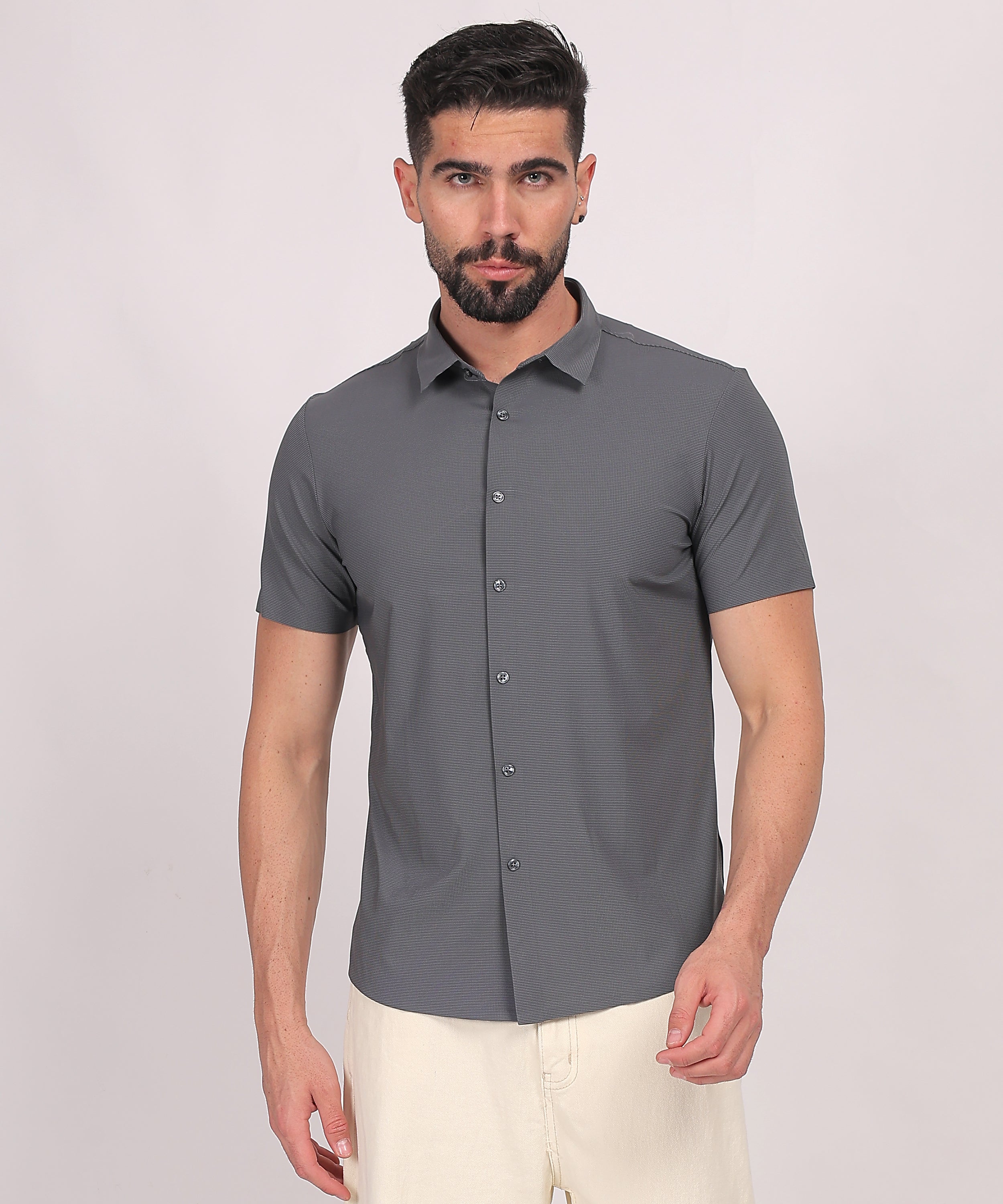 Charcoal Gray Stitchless Short Sleeve Shirt