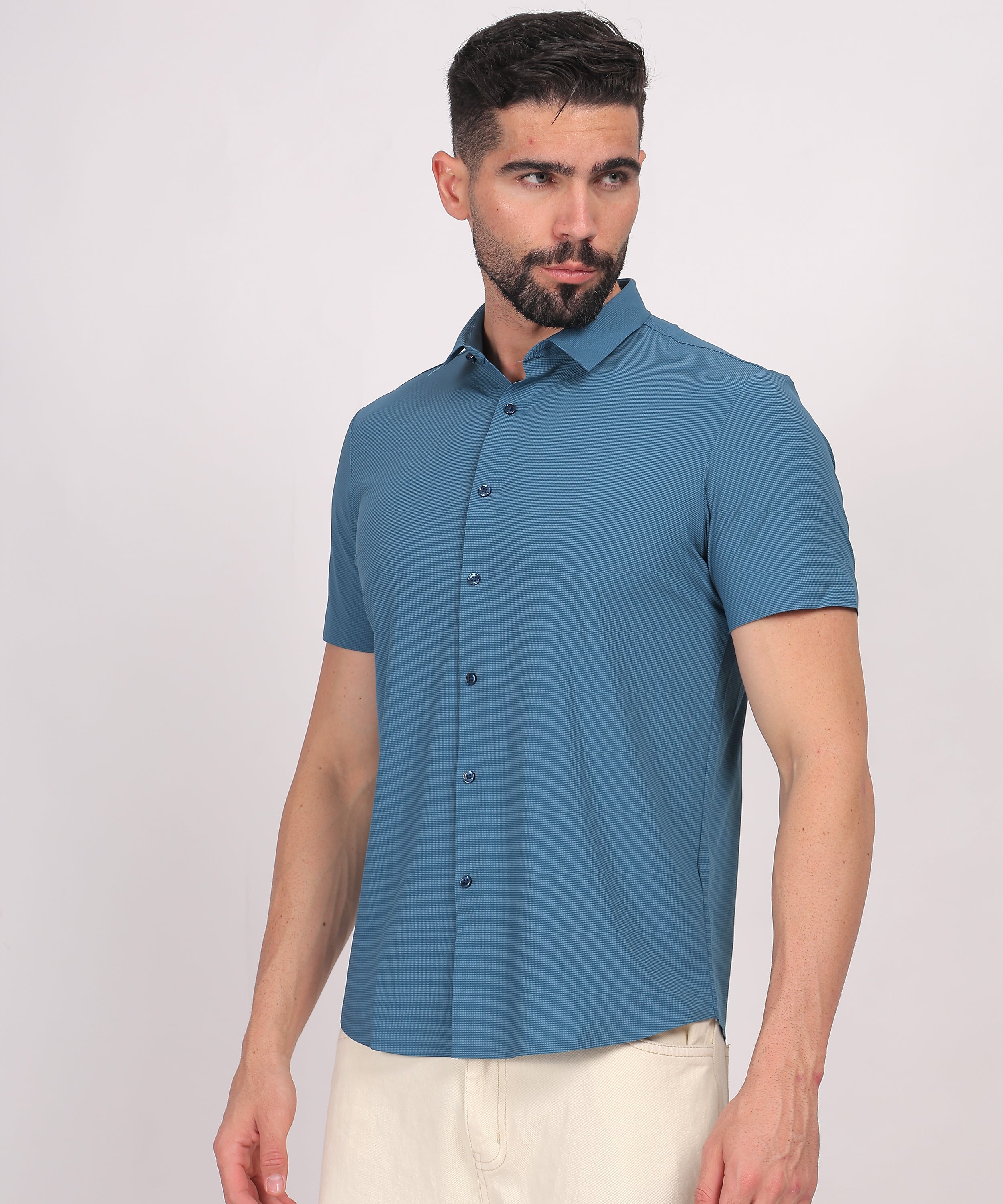 Ocean Blue Stitchless Short Sleeve Shirt