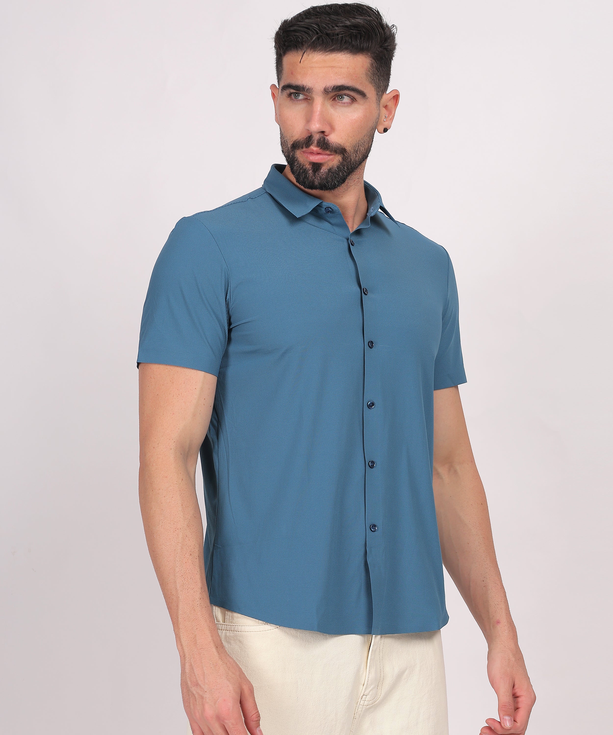 Ocean Blue Stitchless Short Sleeve Shirt