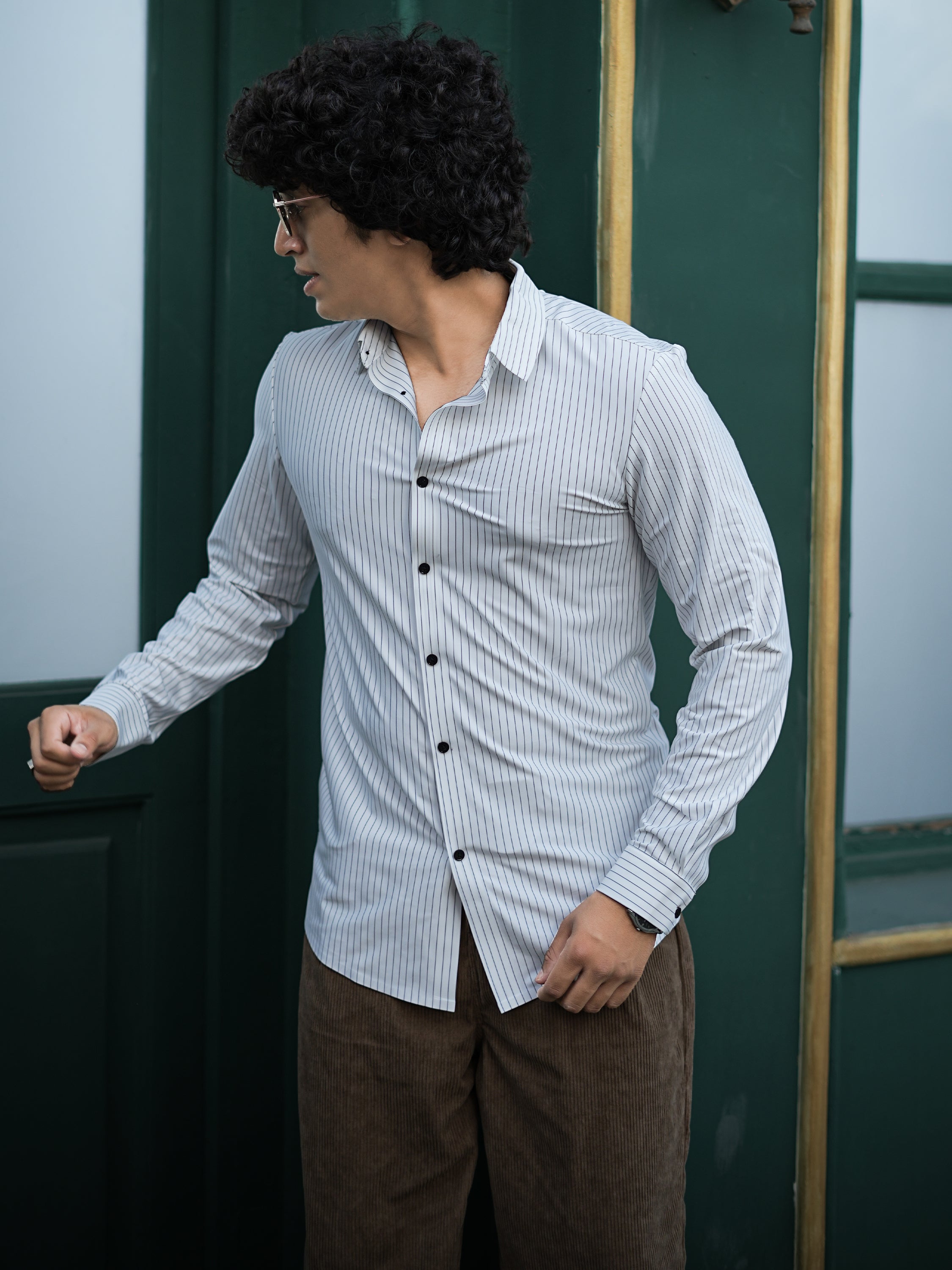 Stitchless White Pinstripe Shirt