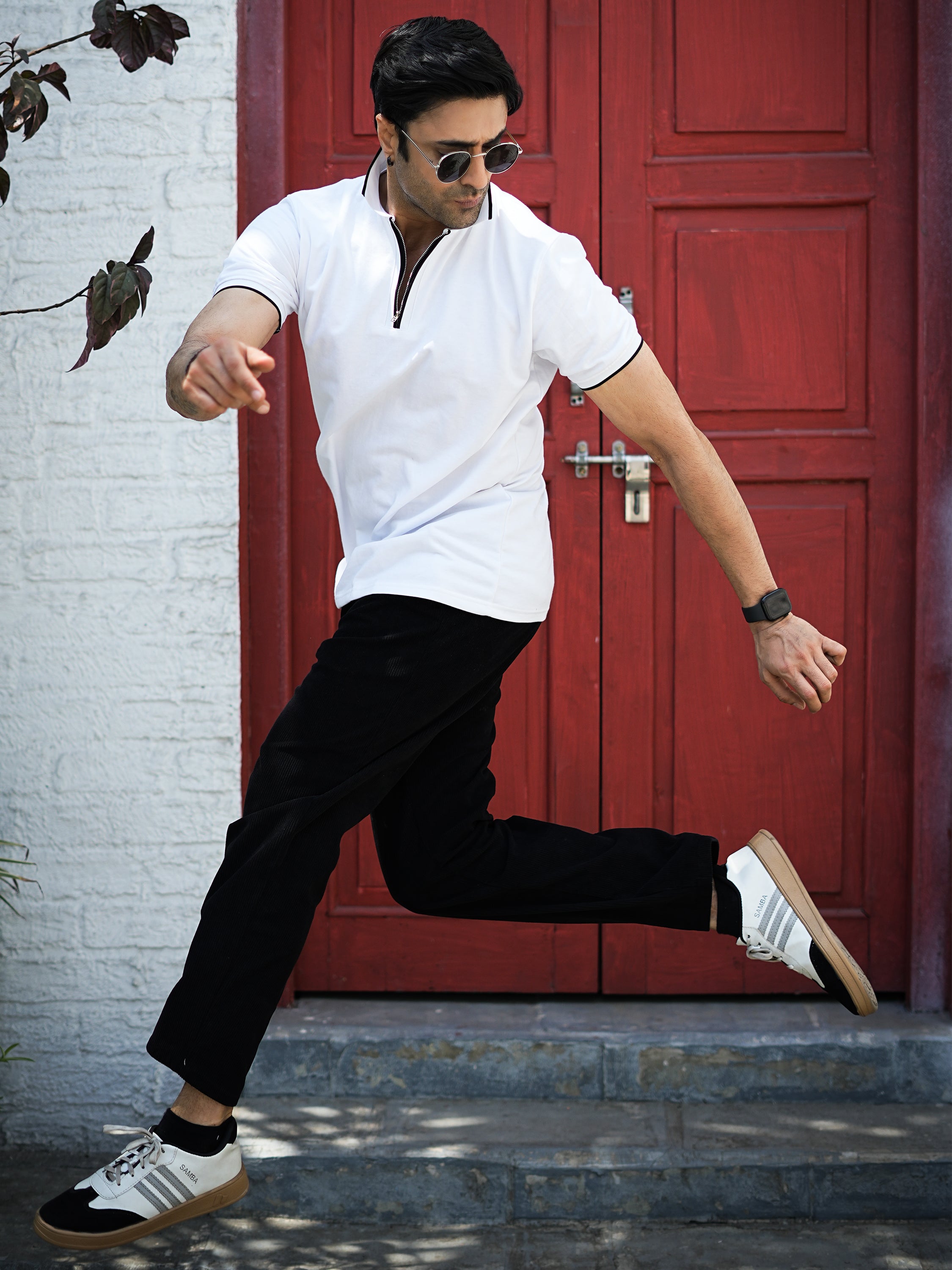 White Zip Polo T-Shirt