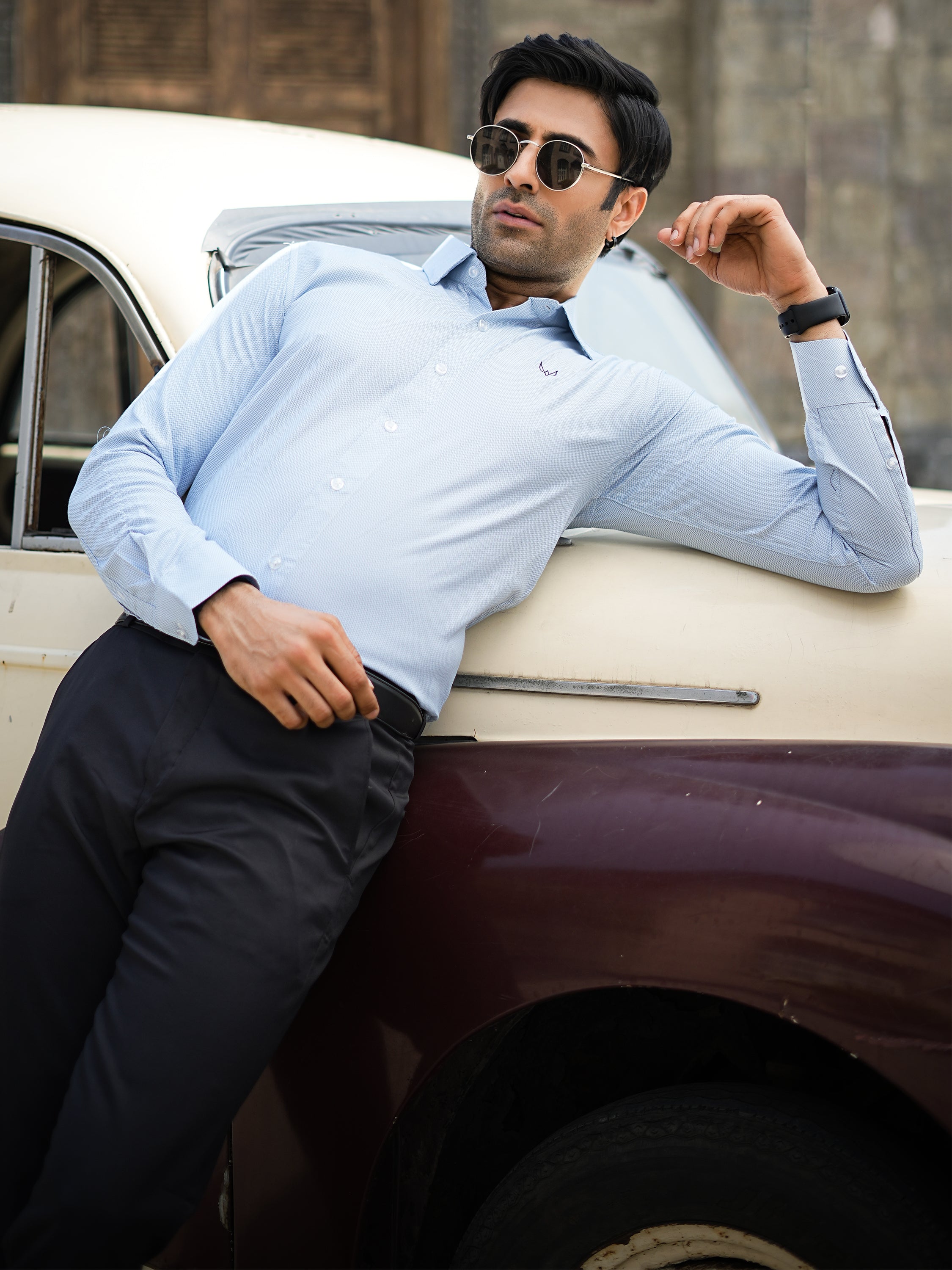 Light Blue Textured Shirt