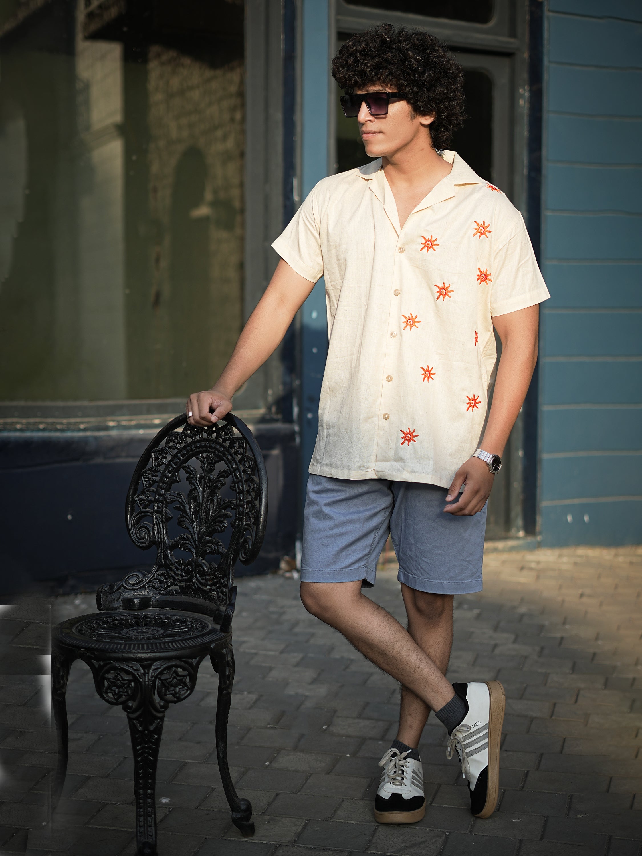 Seashell Breeze Embroidery Linen Shirt