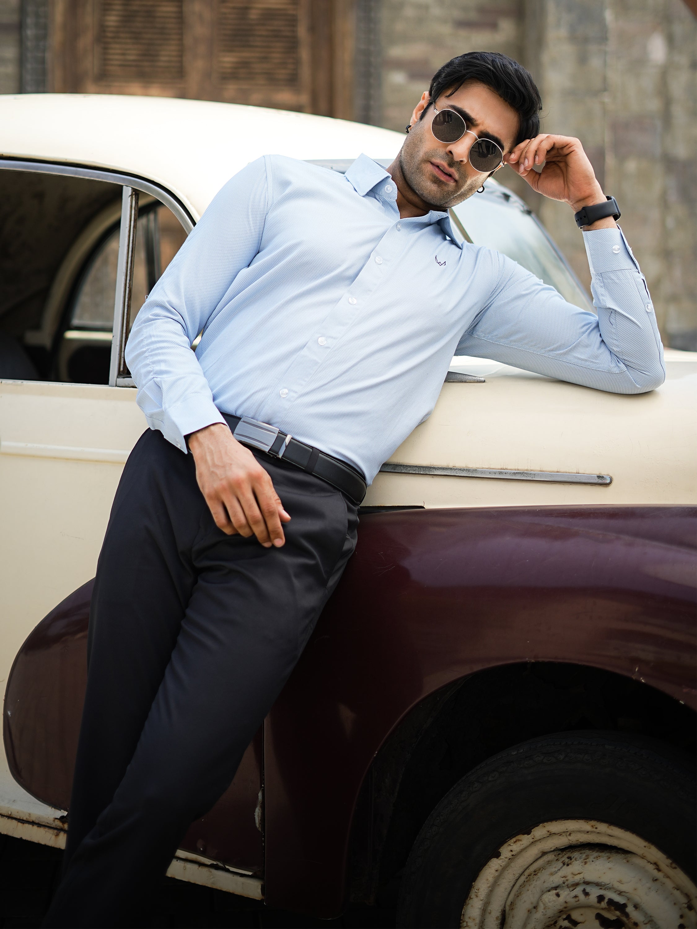 Light Blue Textured Shirt