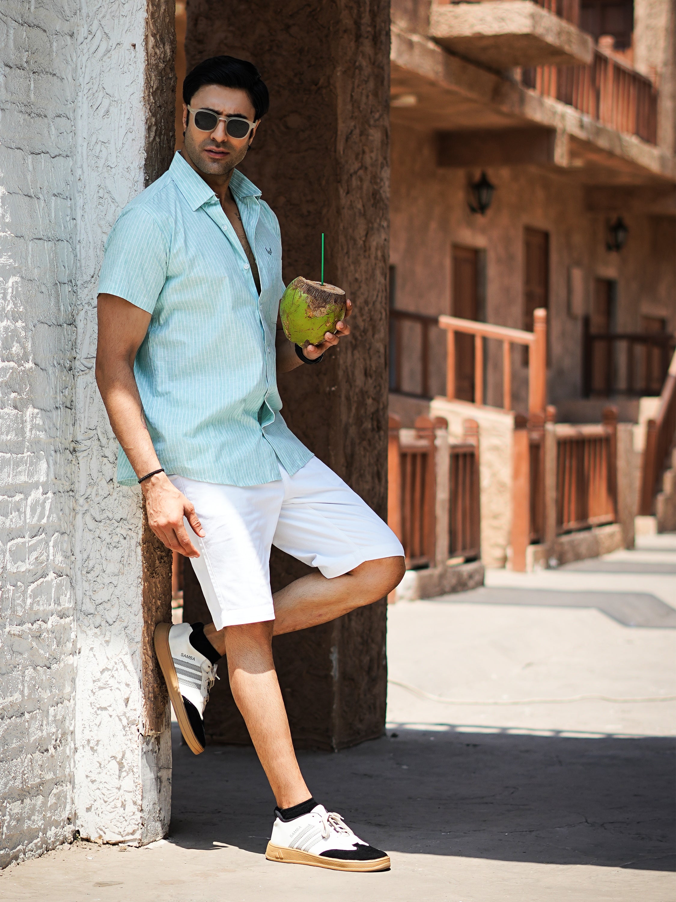 Mint Green Striped Shirt – Half Sleeve