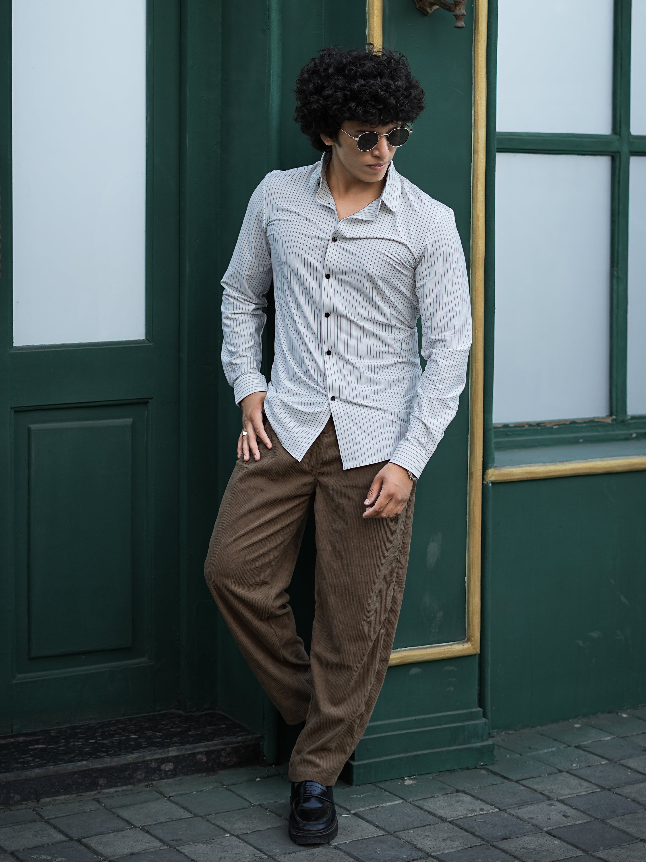 Stitchless White Pinstripe Shirt