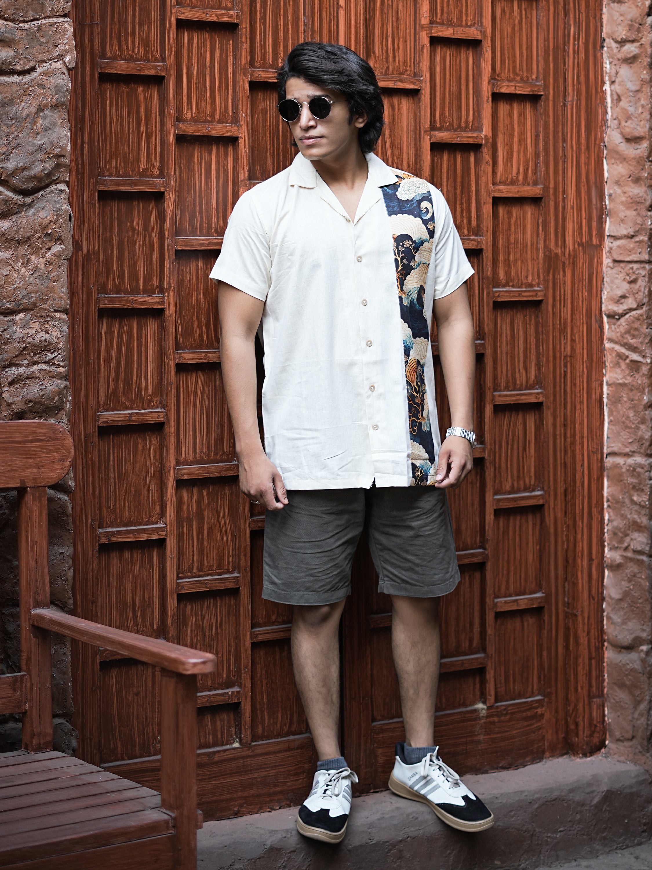 Ocean Current Panel Linen Shirt