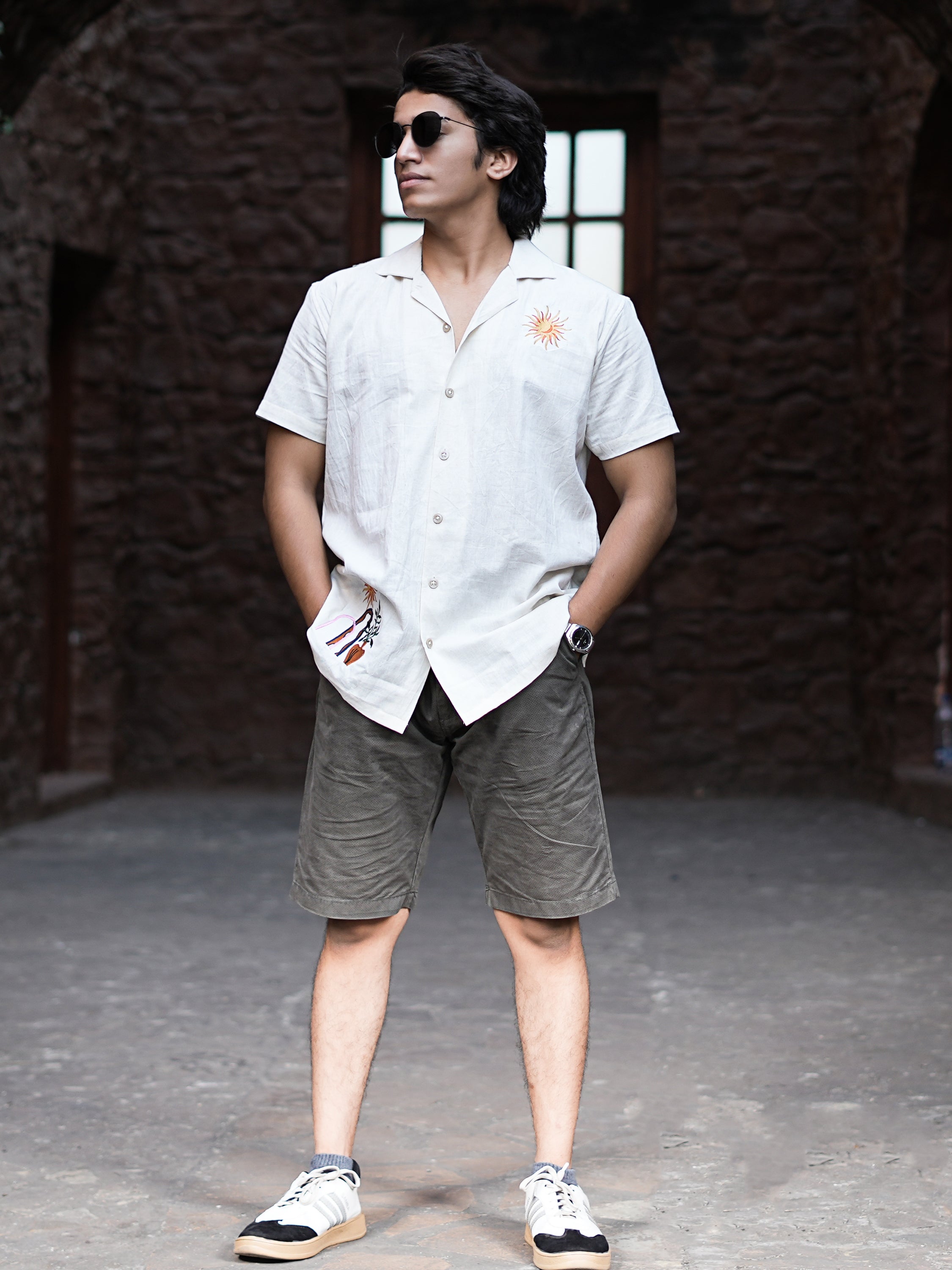 Oasis Sunset Embroidery Linen Shirt
