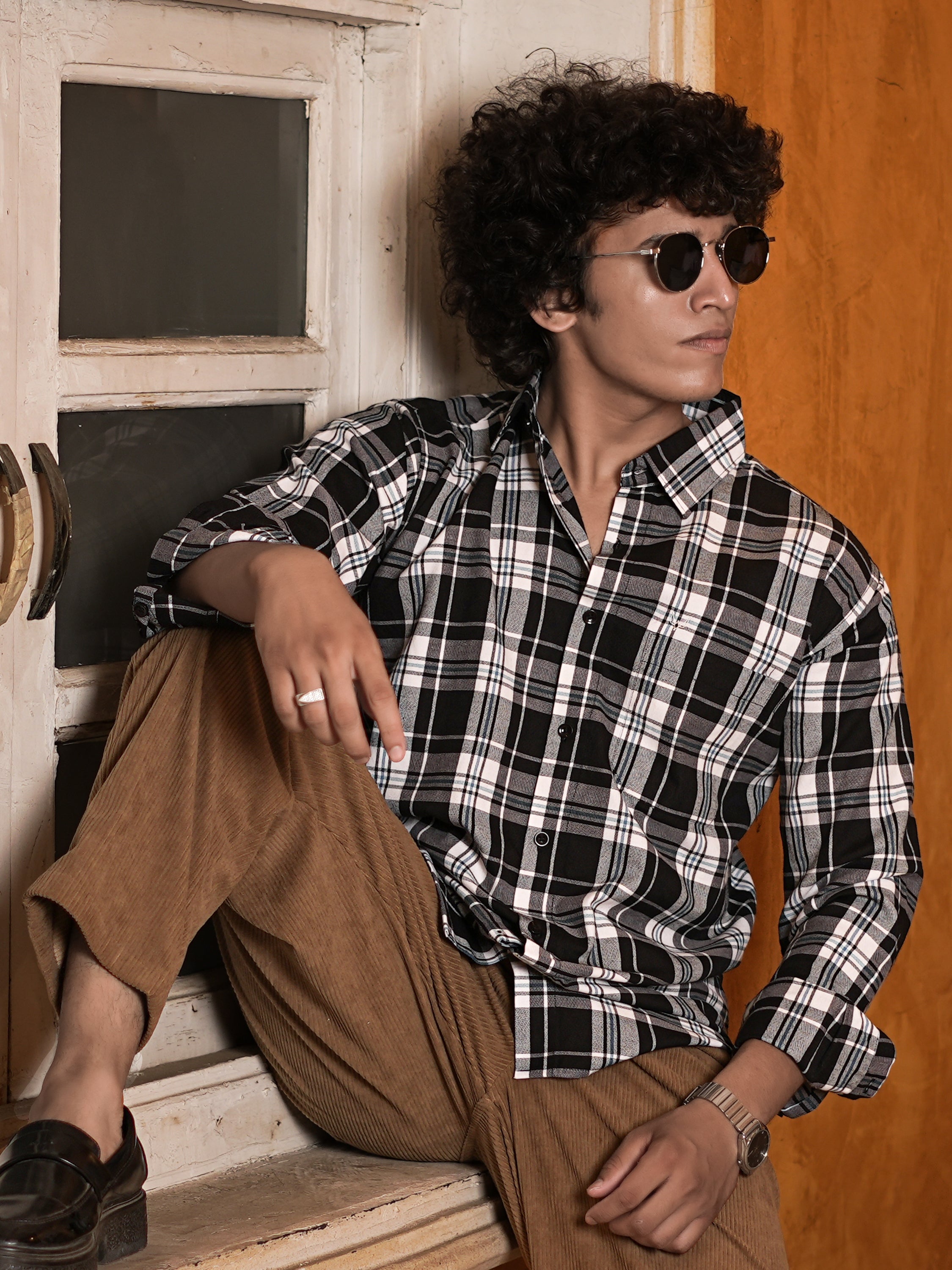 Black & White Plaid Shirt
