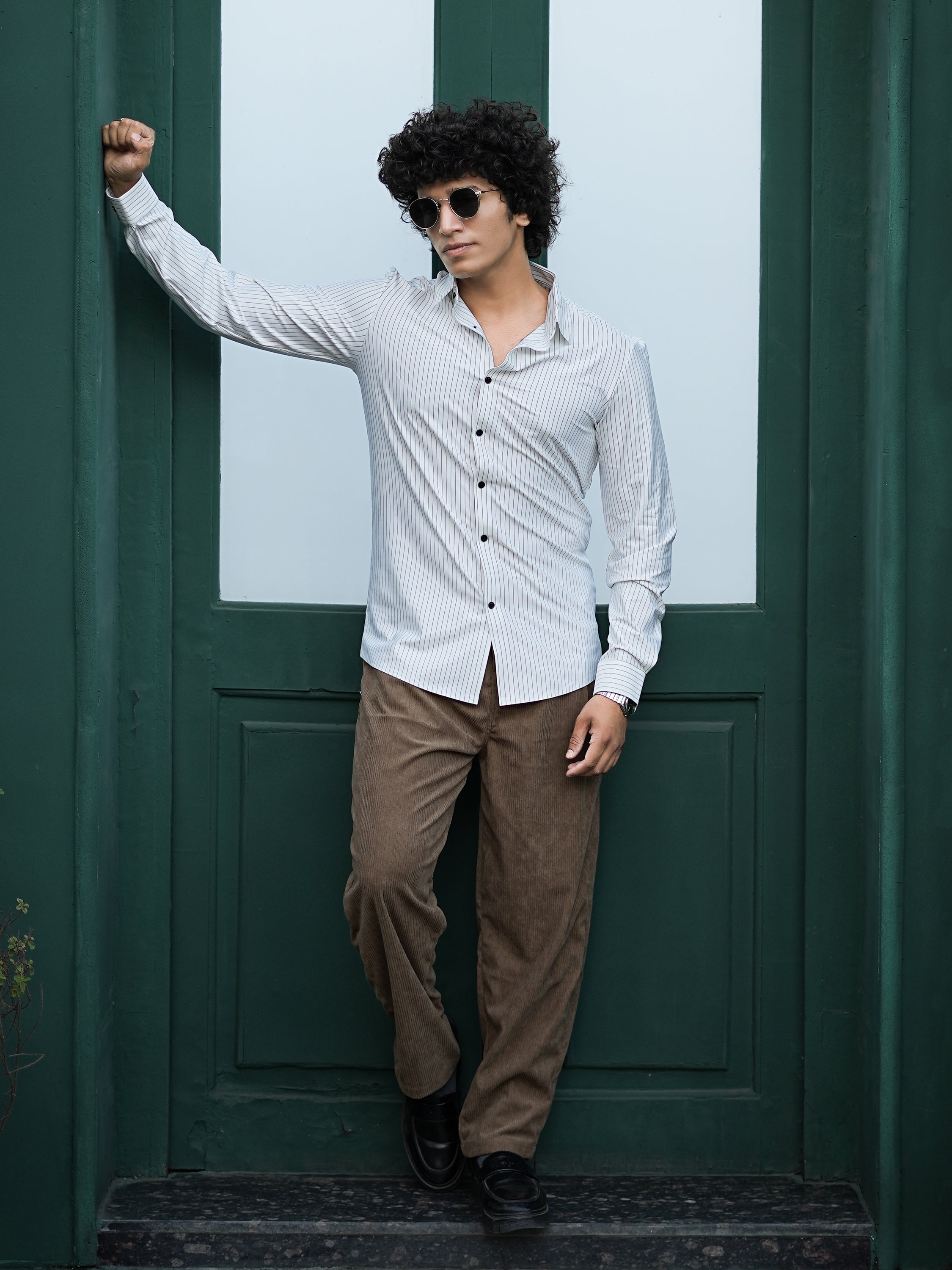 Stitchless White Pinstripe Shirt
