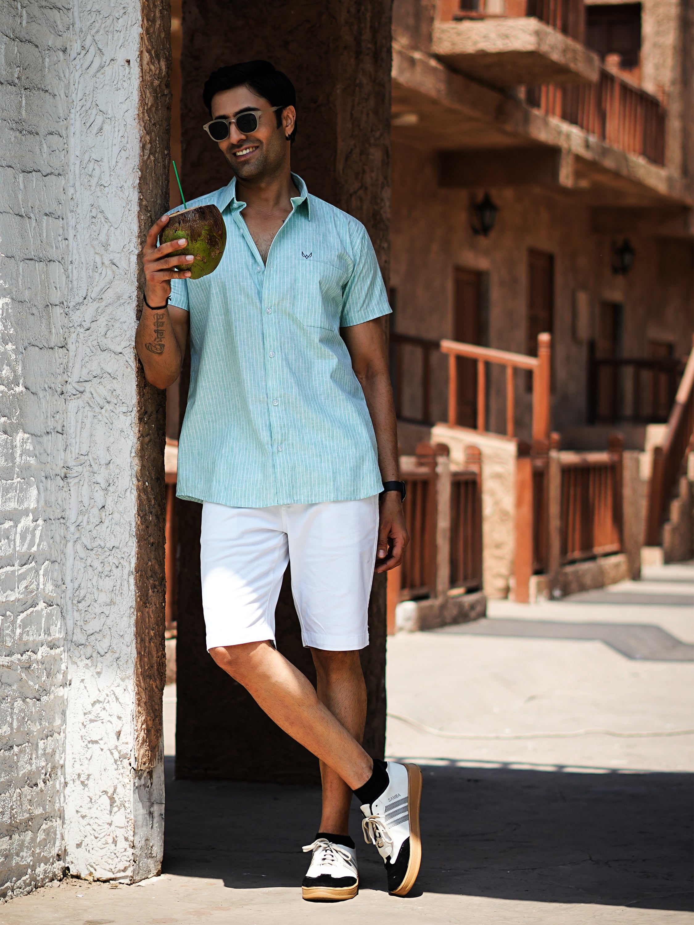 Mint Green Striped Shirt – Half Sleeve