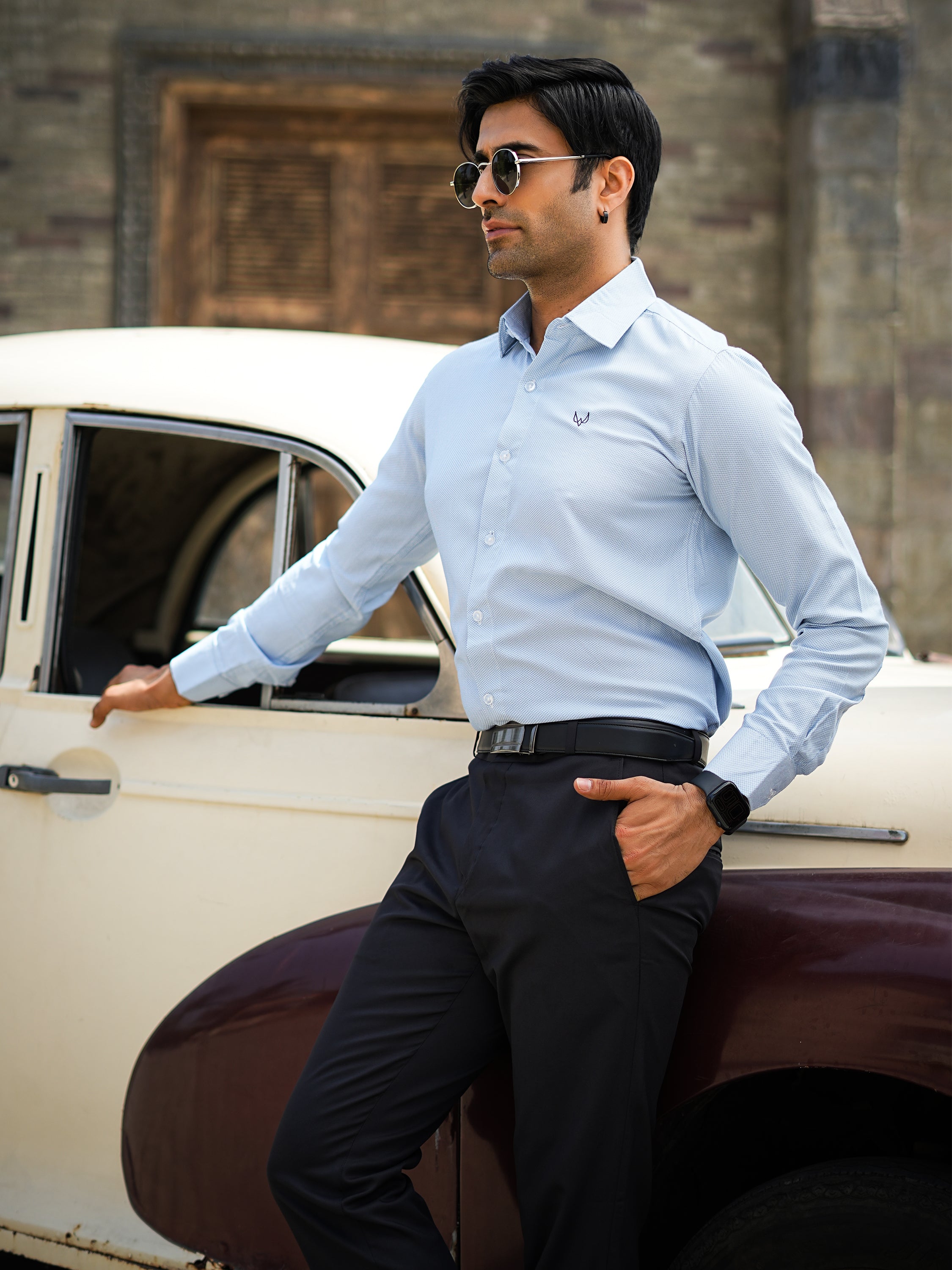 Light Blue Textured Shirt