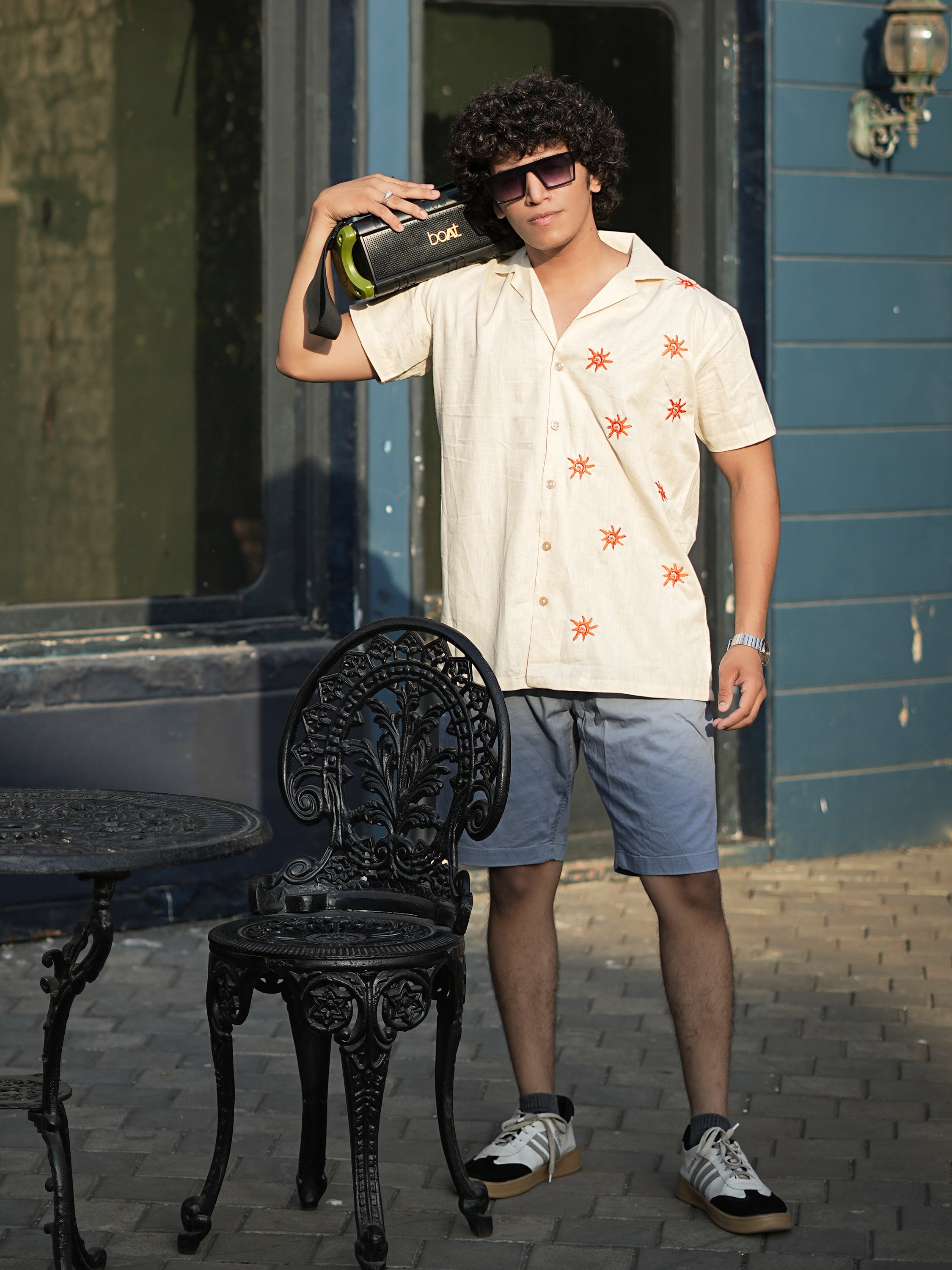 Seashell Breeze Embroidery Linen Shirt