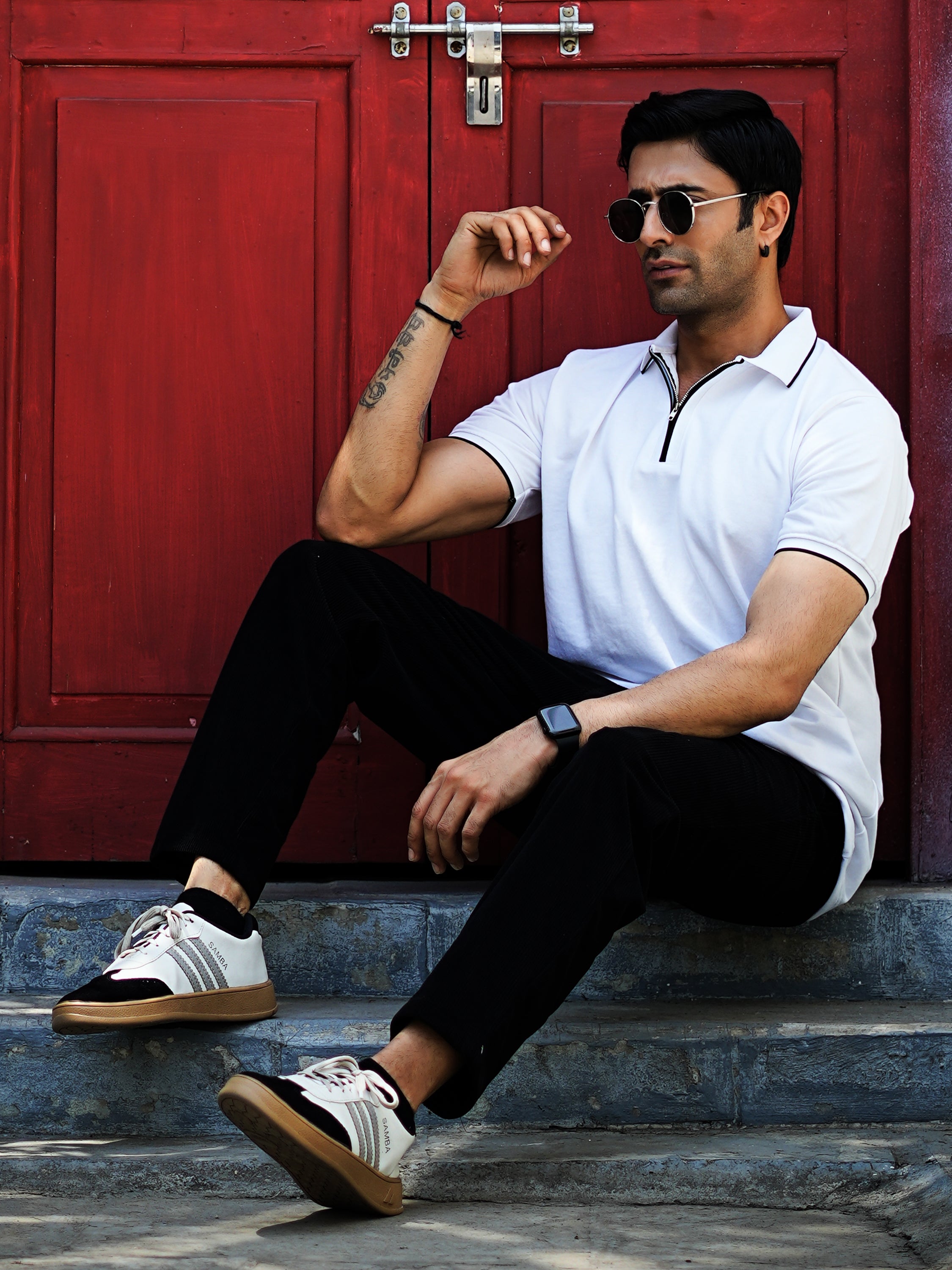 White Zip Polo T-Shirt