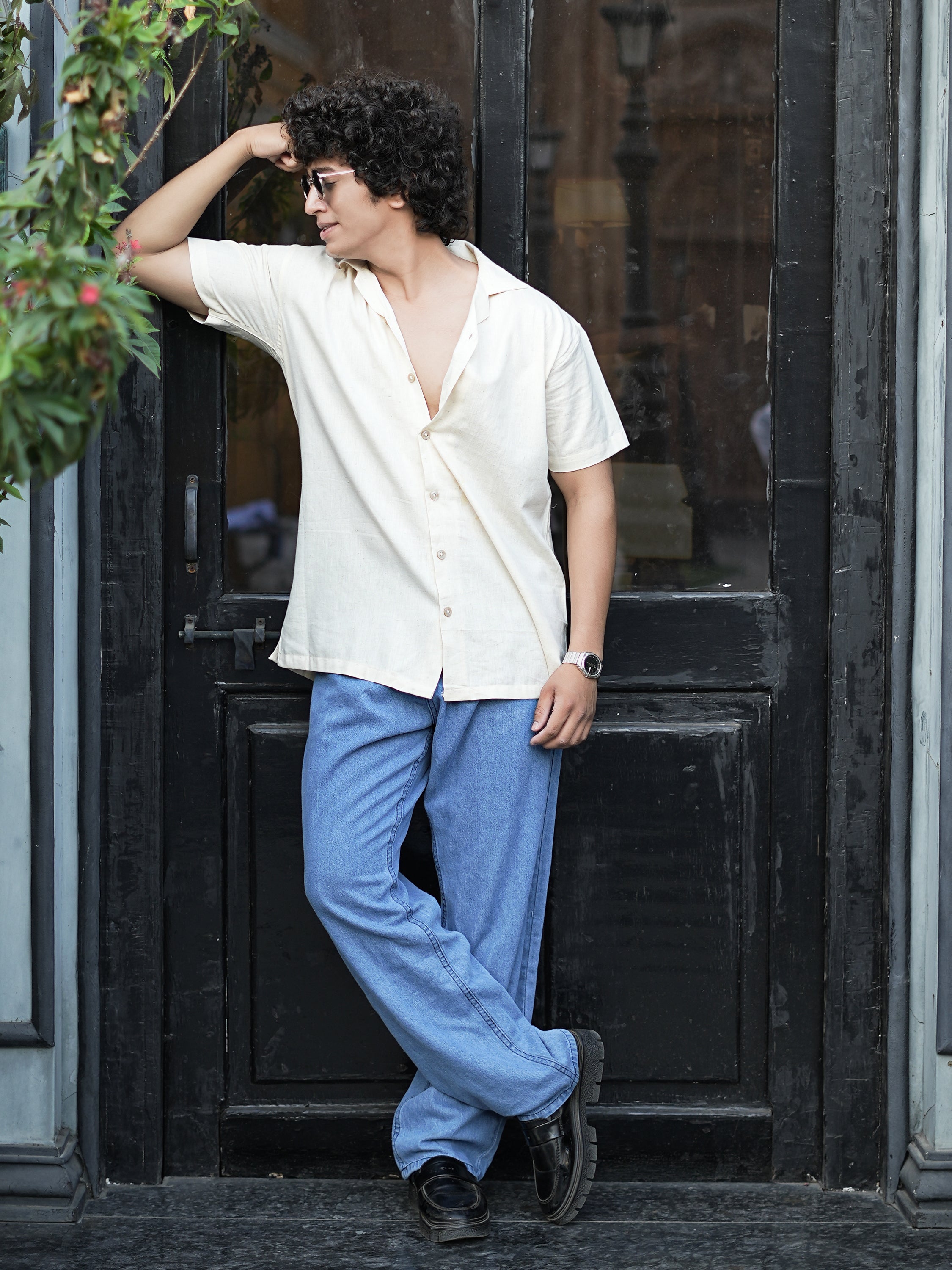 Human Connection Embroidery Linen Shirt