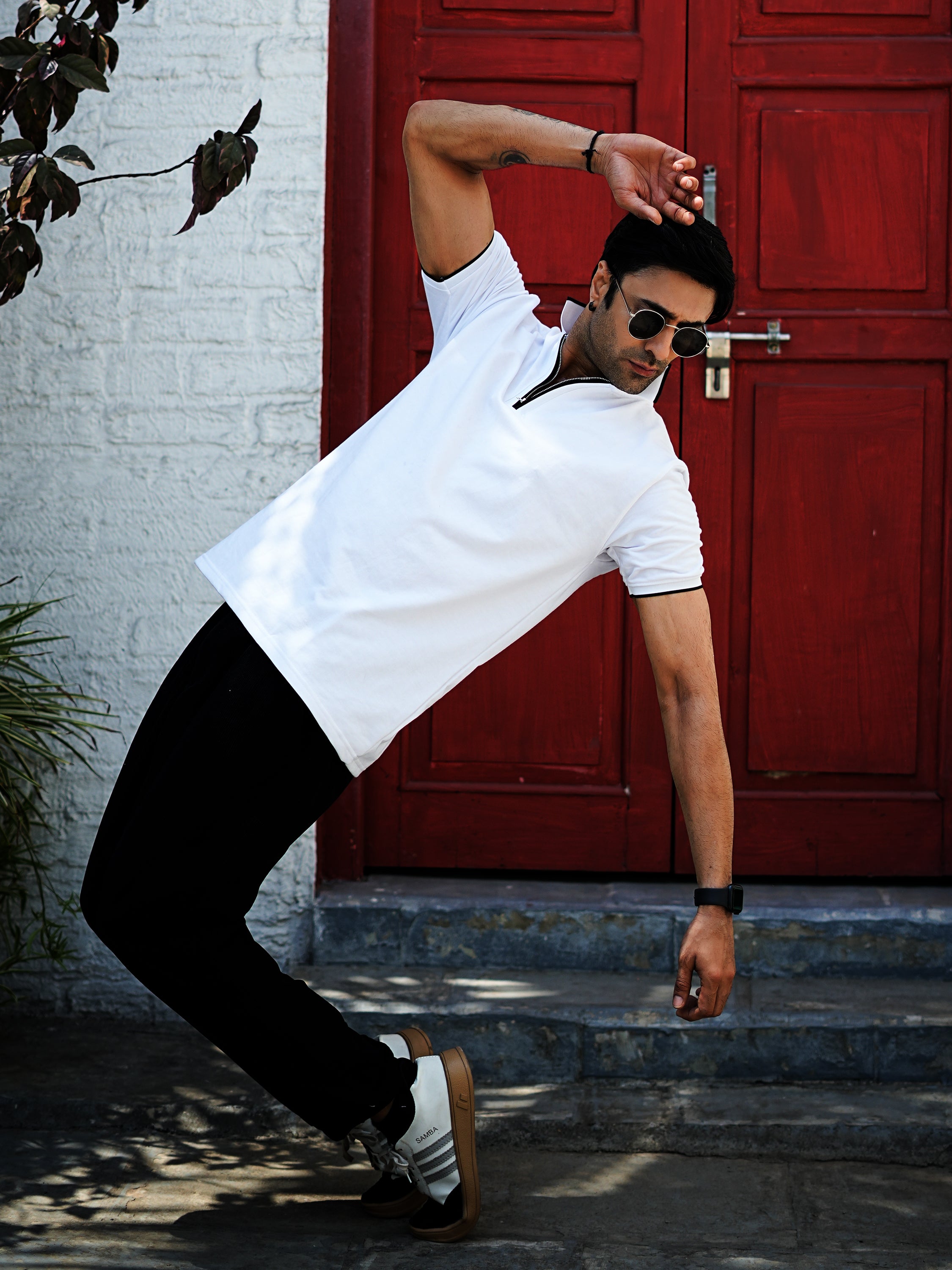 White Zip Polo T-Shirt