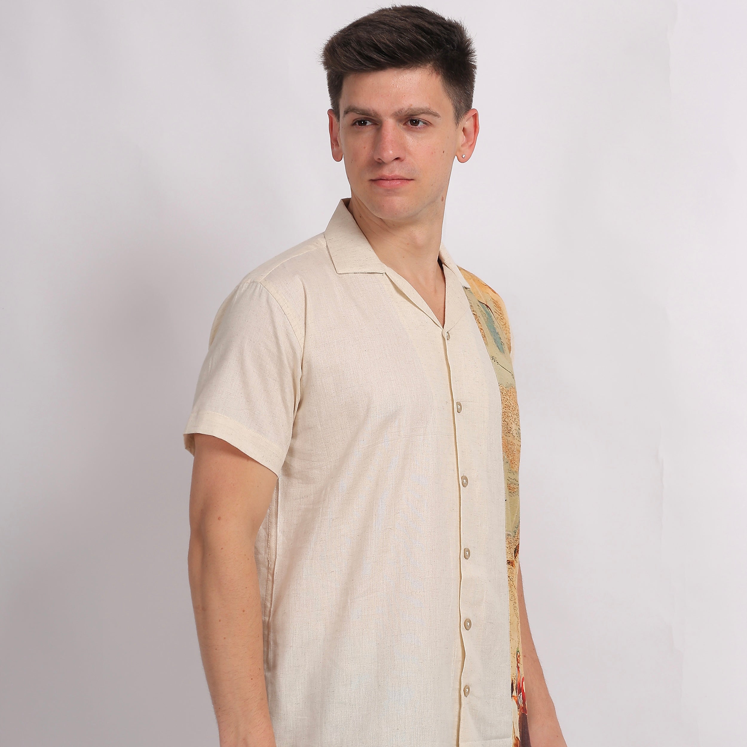 Vintage Map Panel Linen Shirt