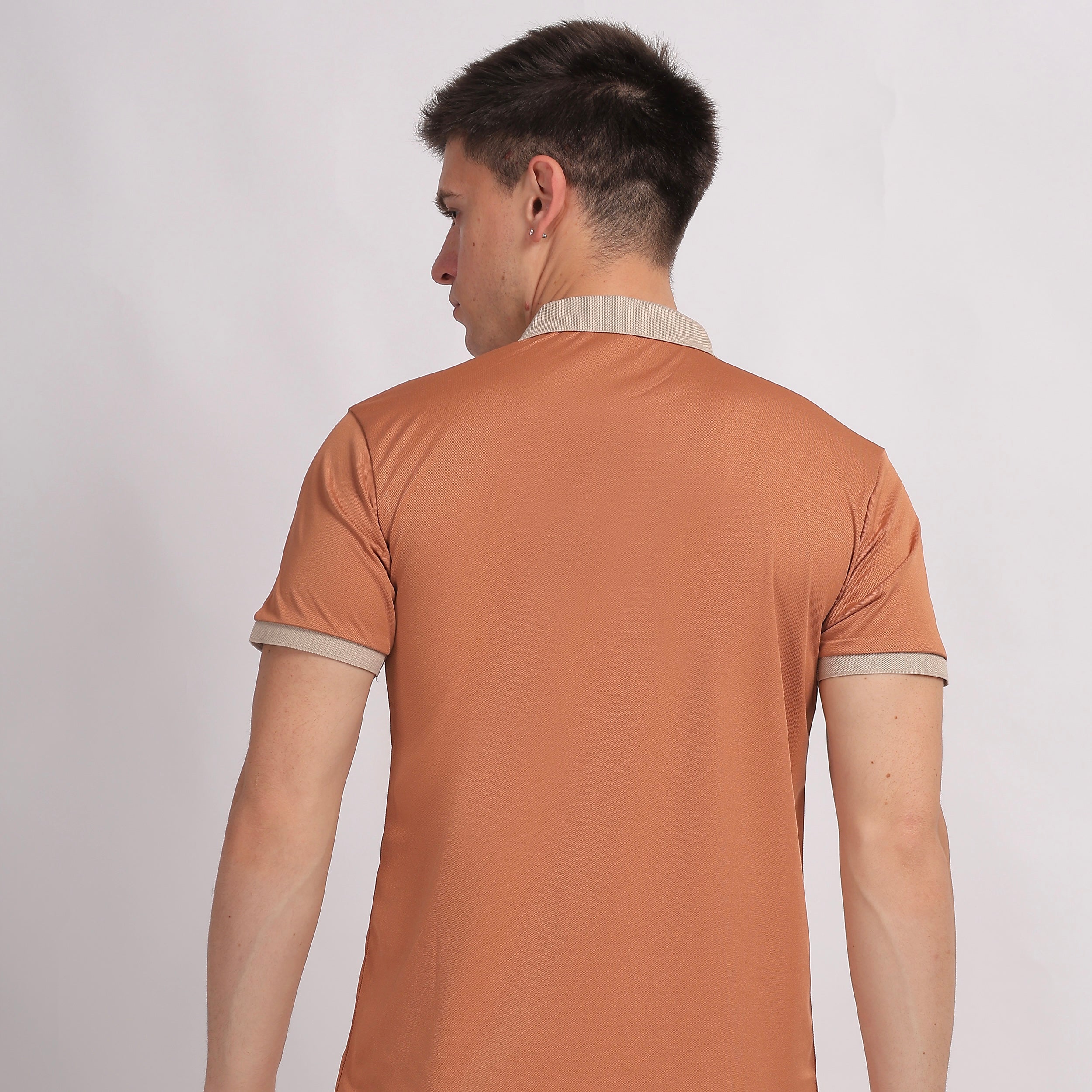 Brown Contrast Collar Polo