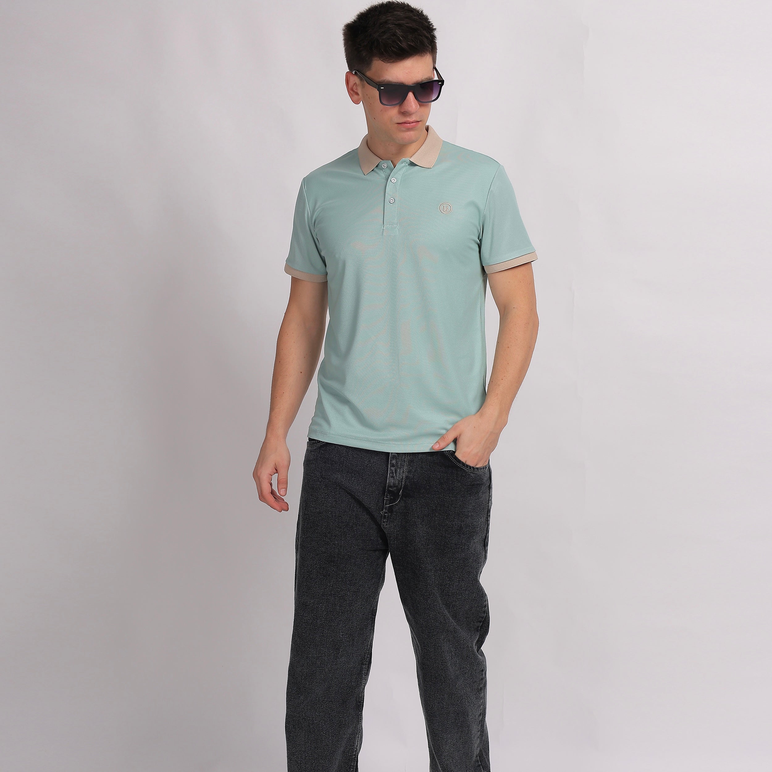 Green Contrast Polo