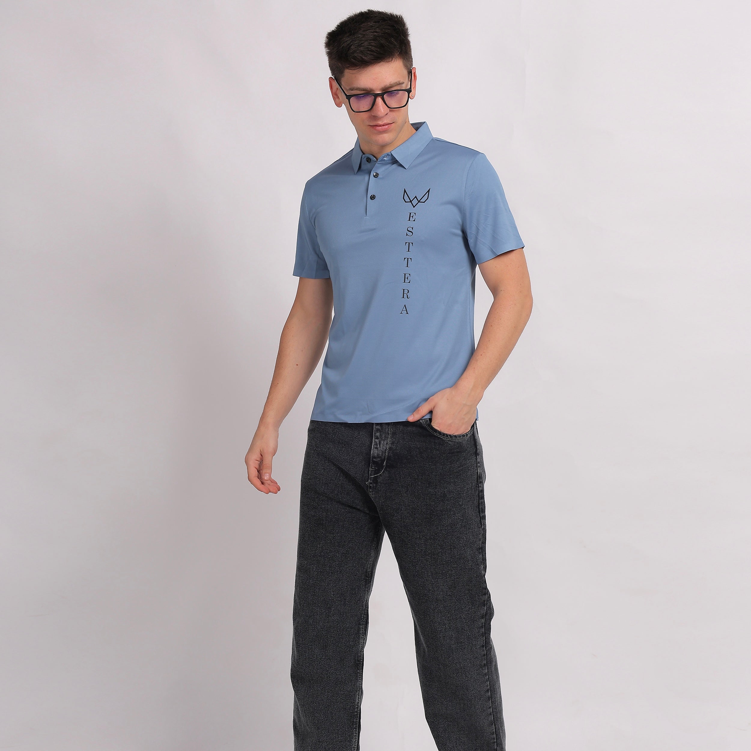 Sky Blue Logo Polo T-Shirt
