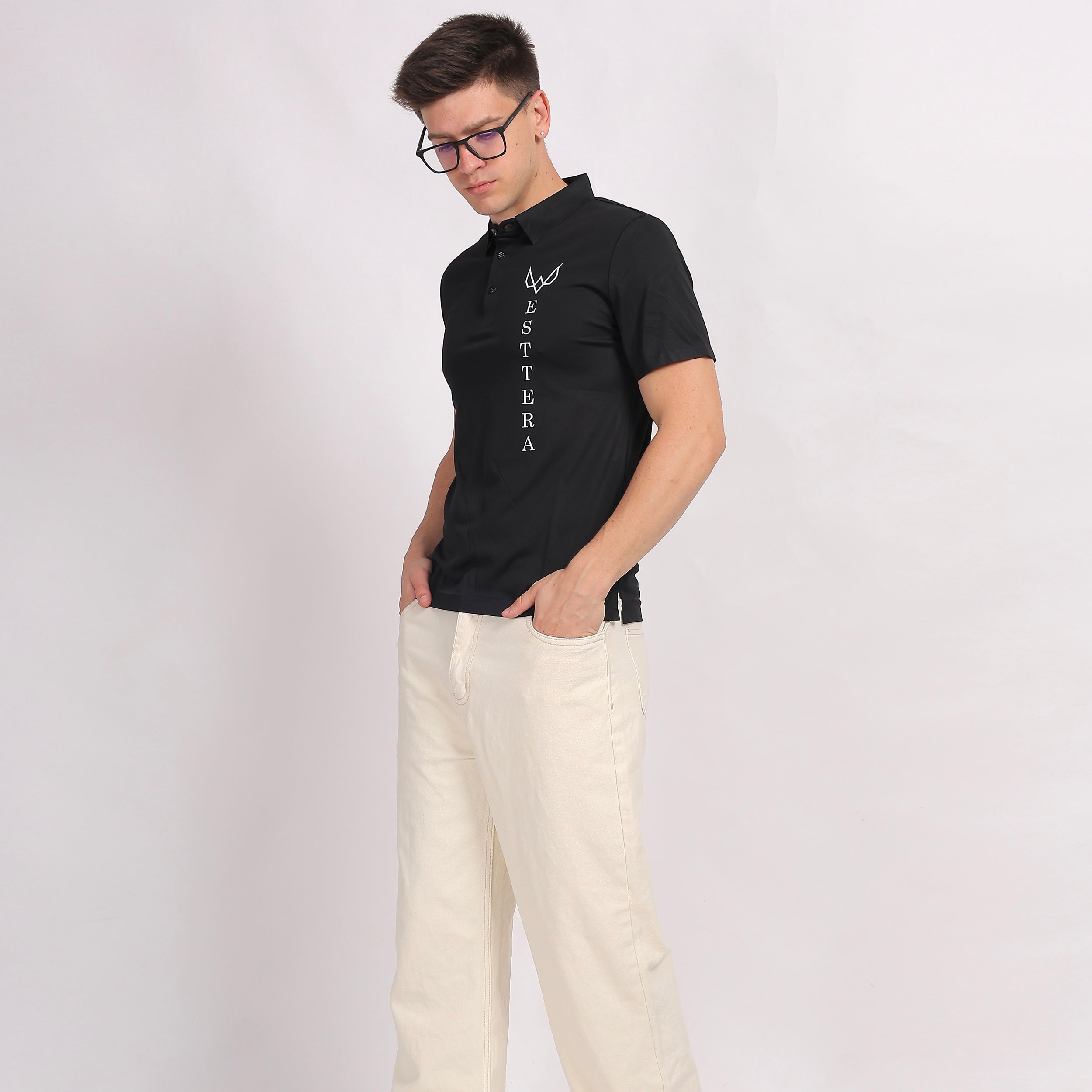 Classic Black Logo Polo Tee
