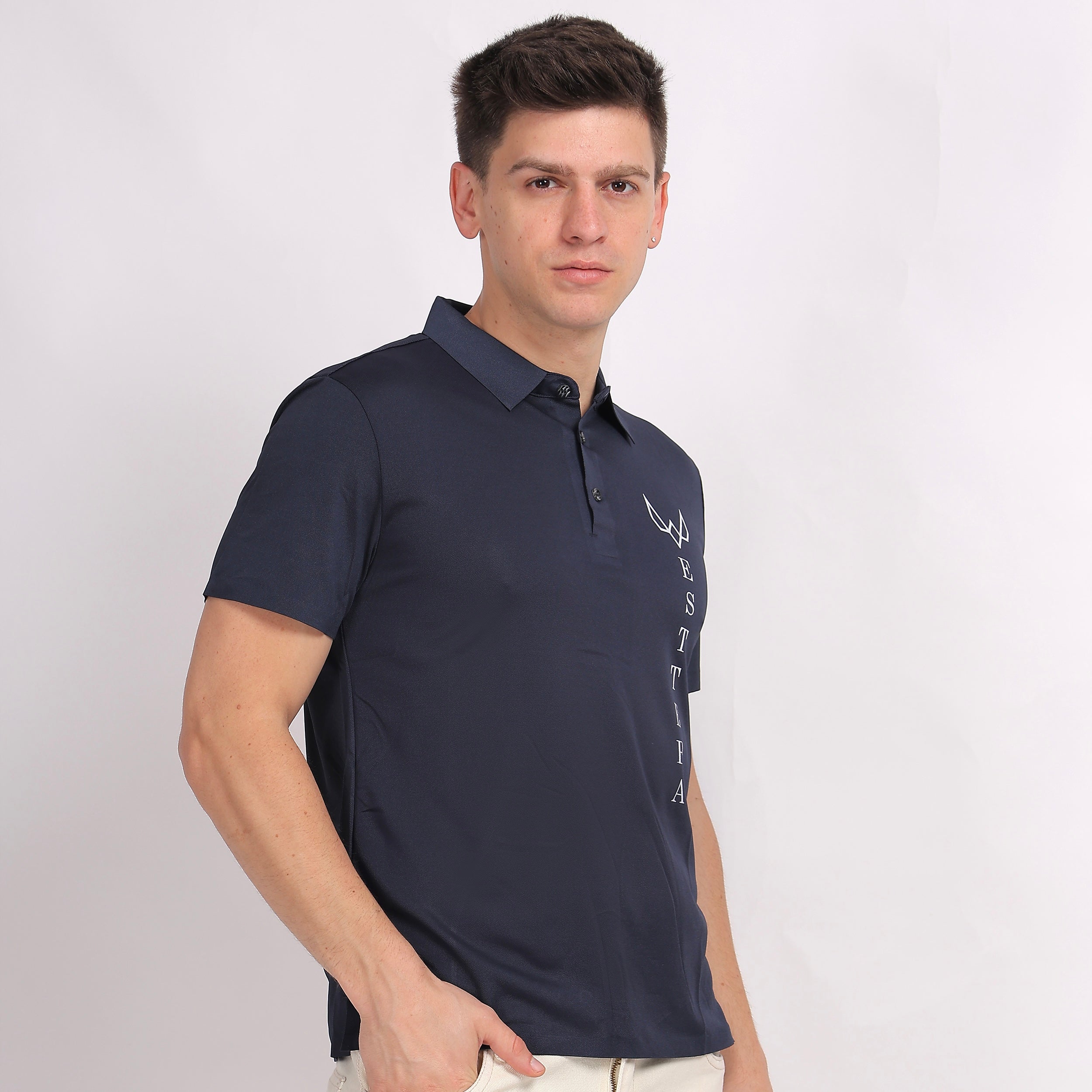 Navy Blue Logo Polo T-Shirt