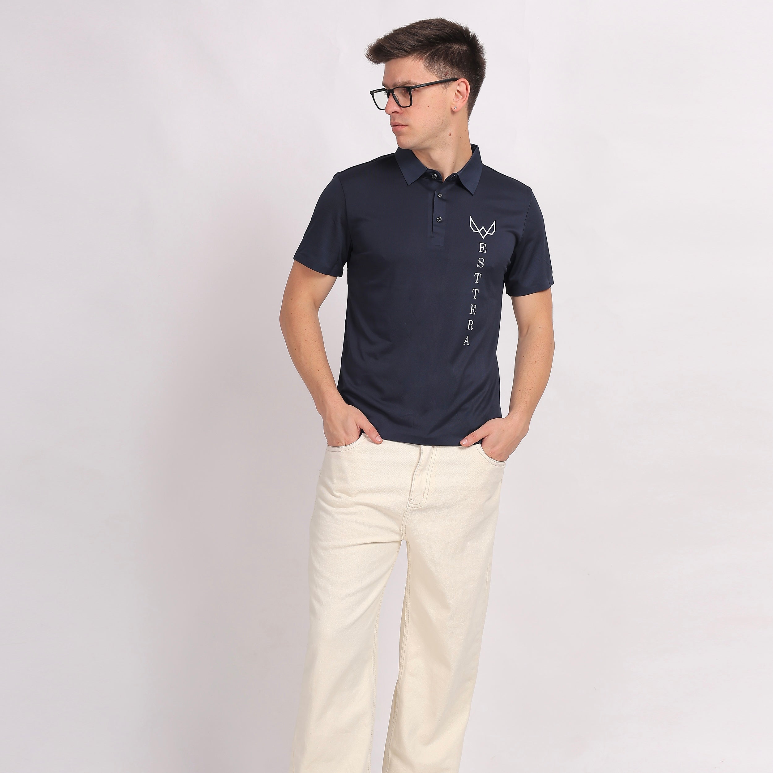 Navy Blue Logo Polo T-Shirt