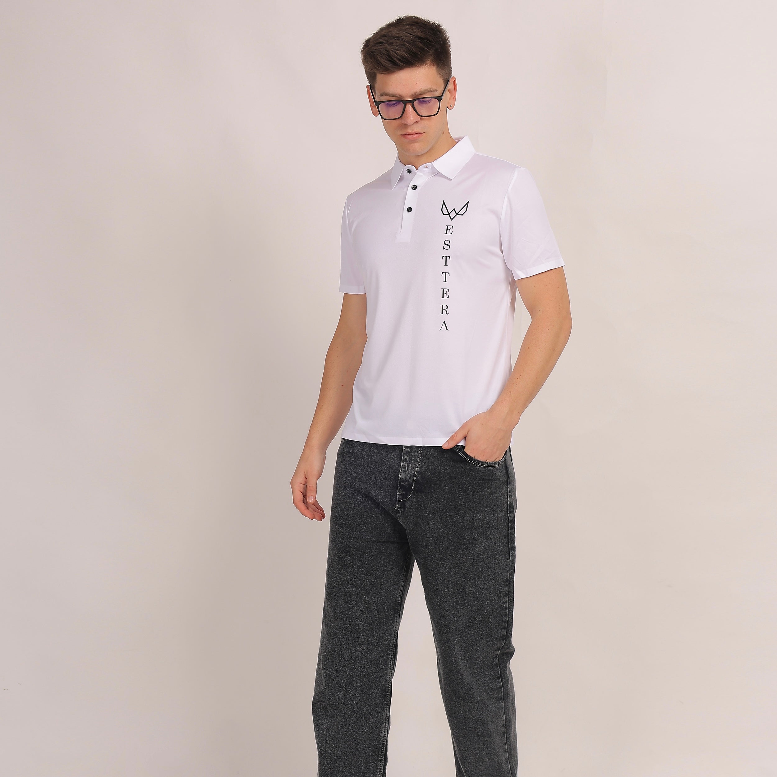 White Logo Polo T-Shirt