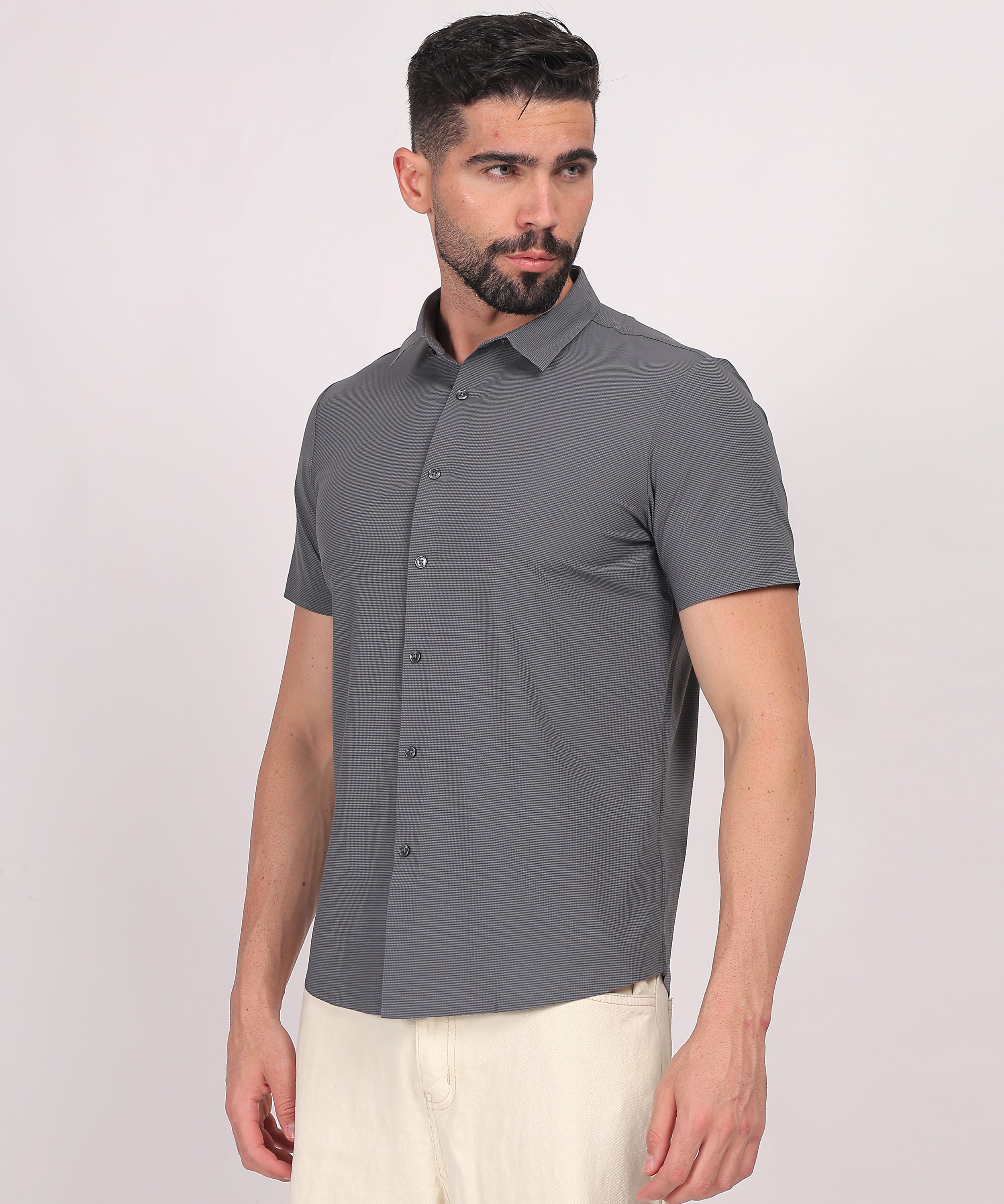 Charcoal Gray Stitchless Short Sleeve Shirt