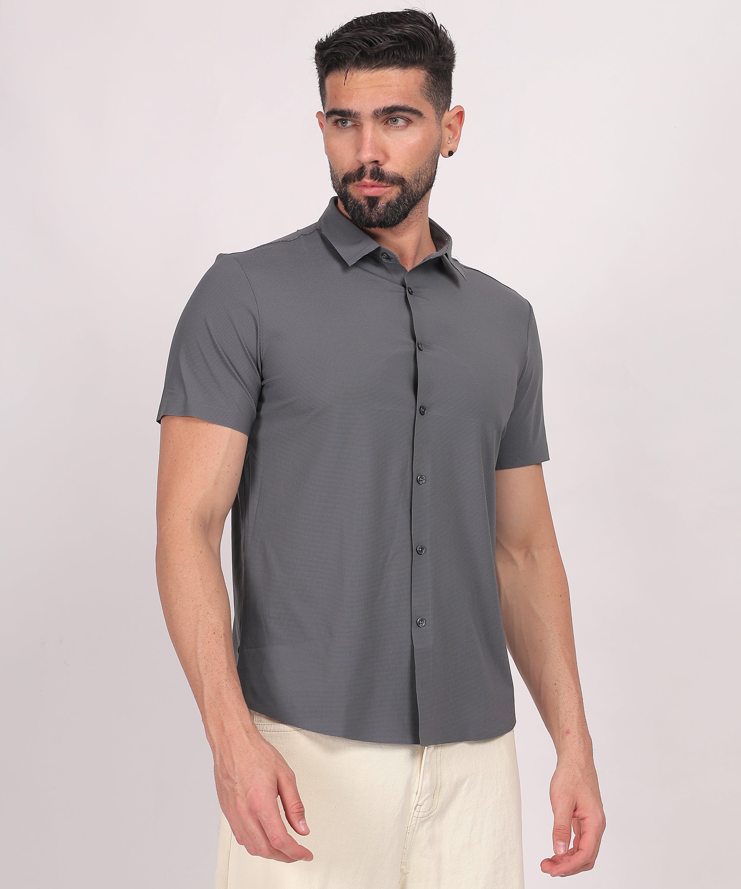 Charcoal Gray Stitchless Short Sleeve Shirt