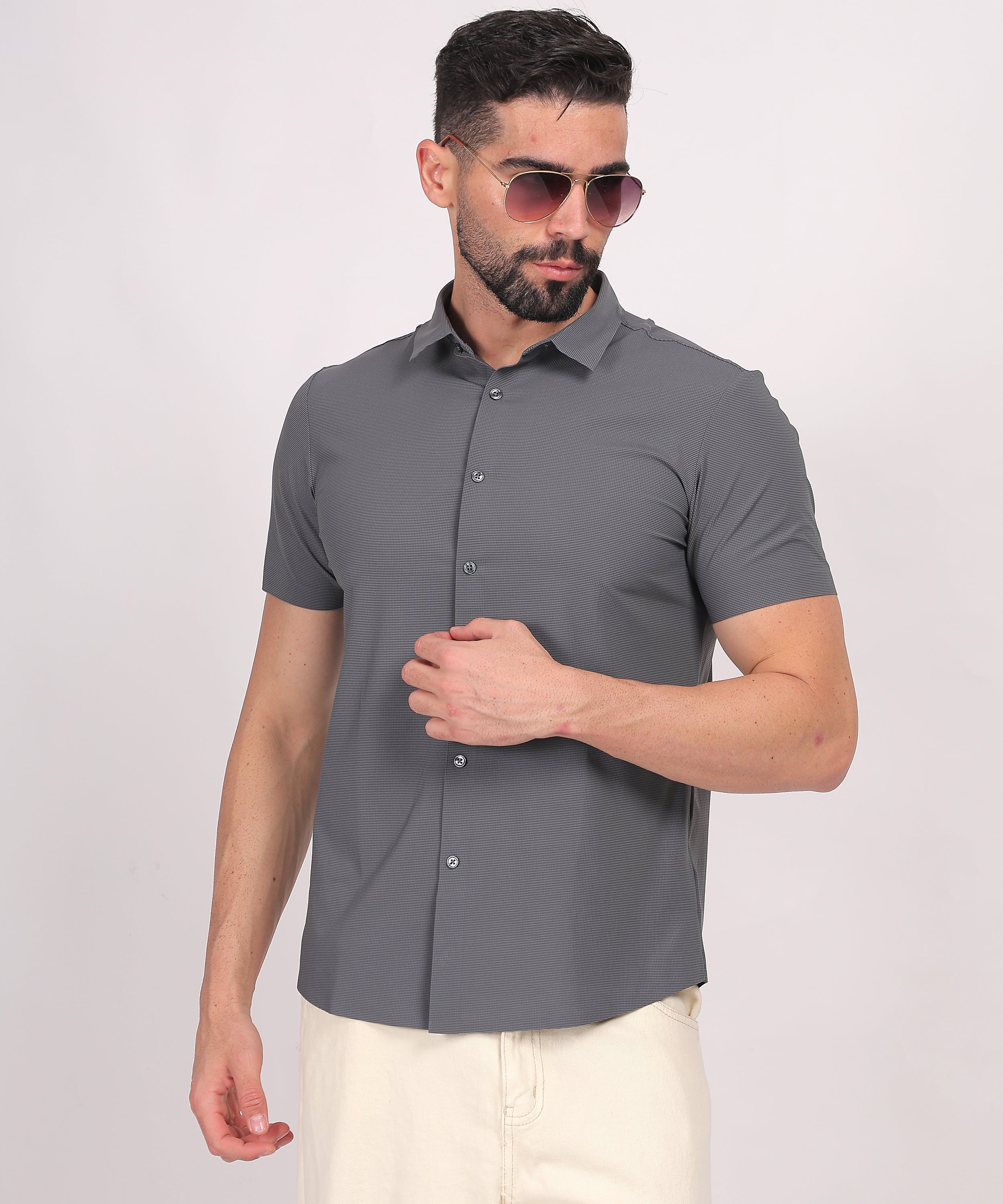 Charcoal Gray Stitchless Short Sleeve Shirt