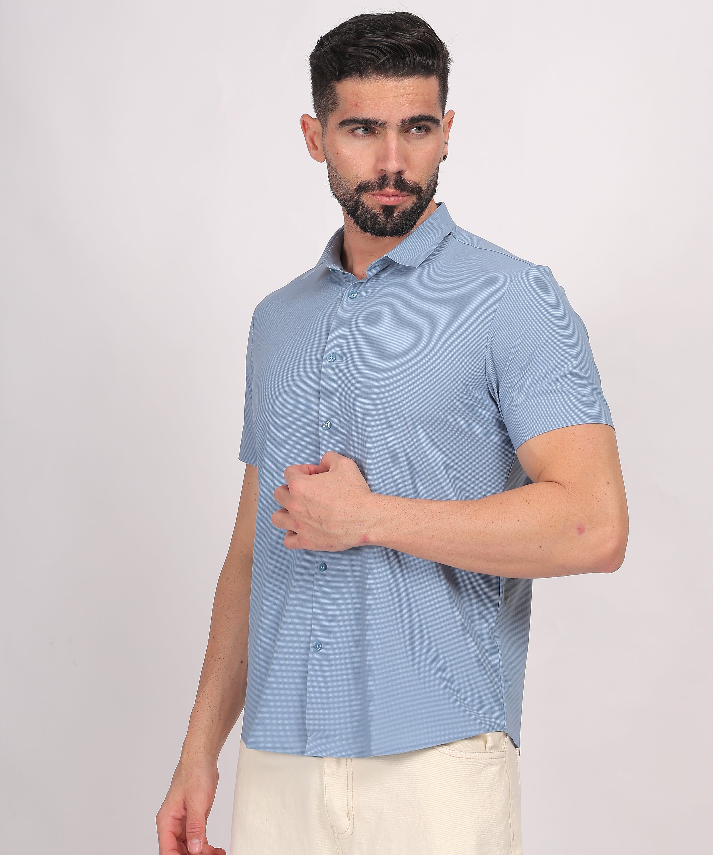 Sky Blue Stitchless Short Sleeve Shirt