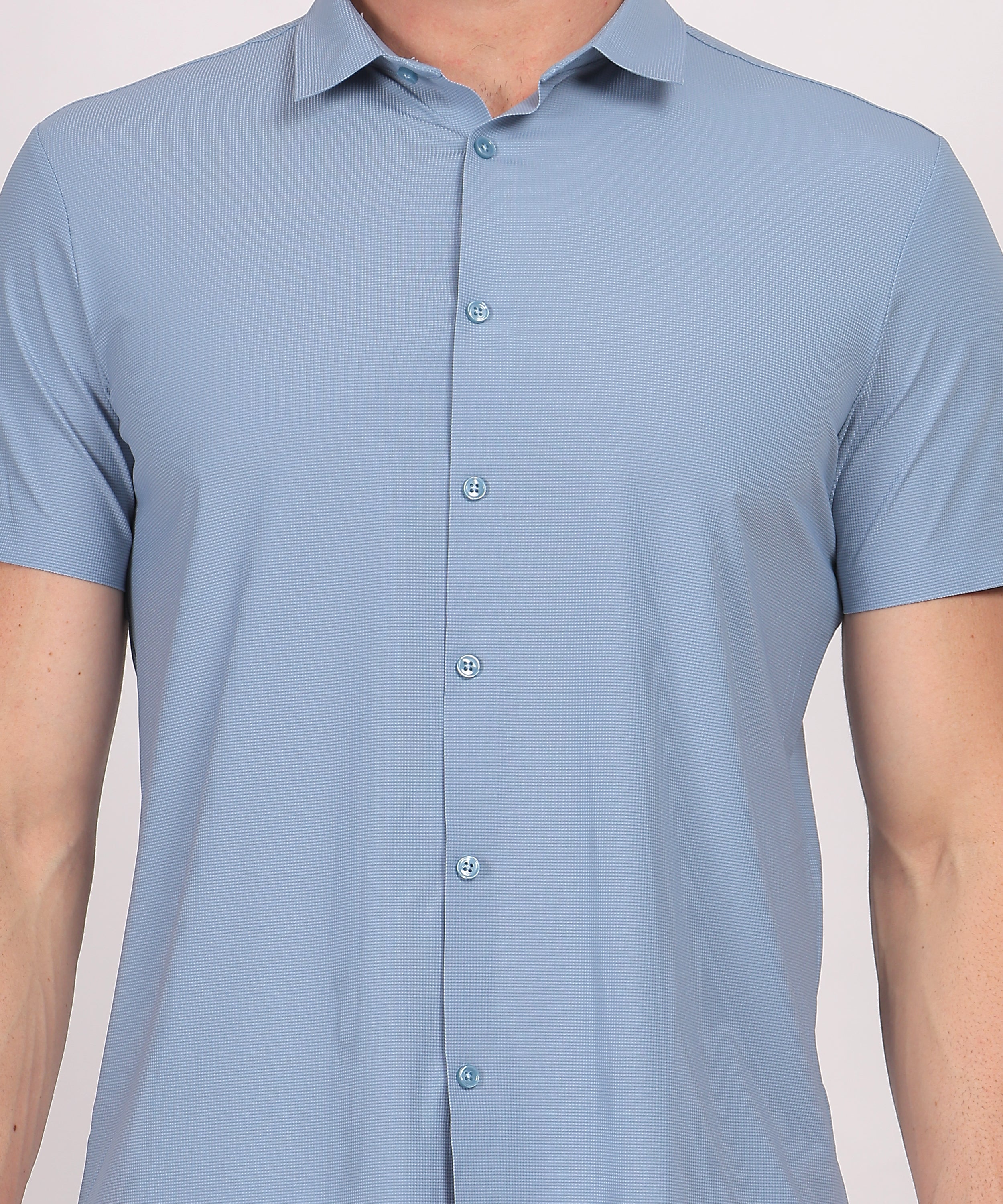 Sky Blue Stitchless Short Sleeve Shirt