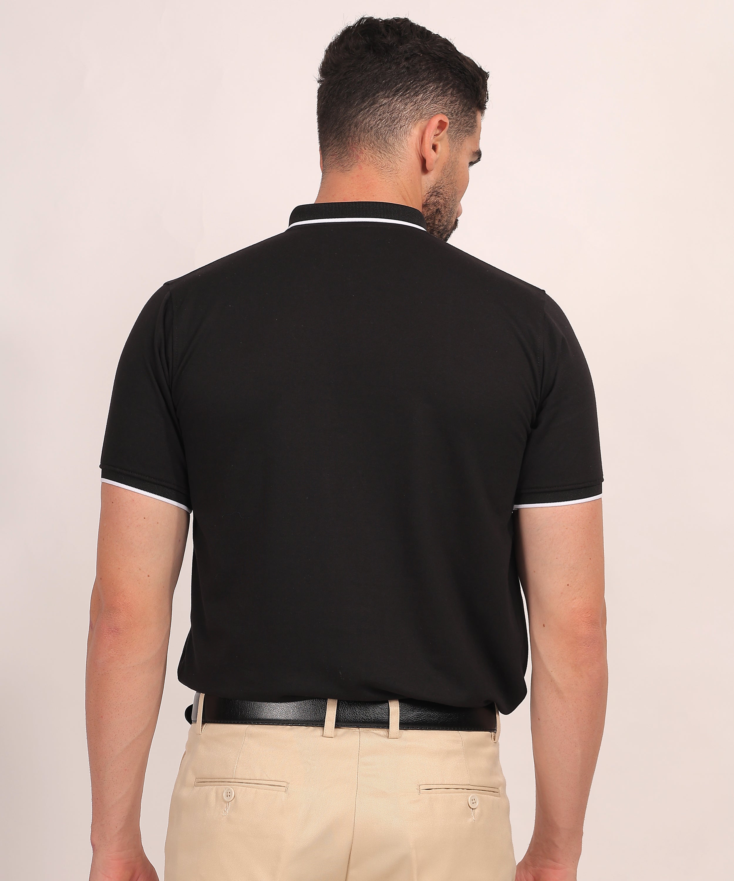 Charcoal Black Zip Polo T-Shirt